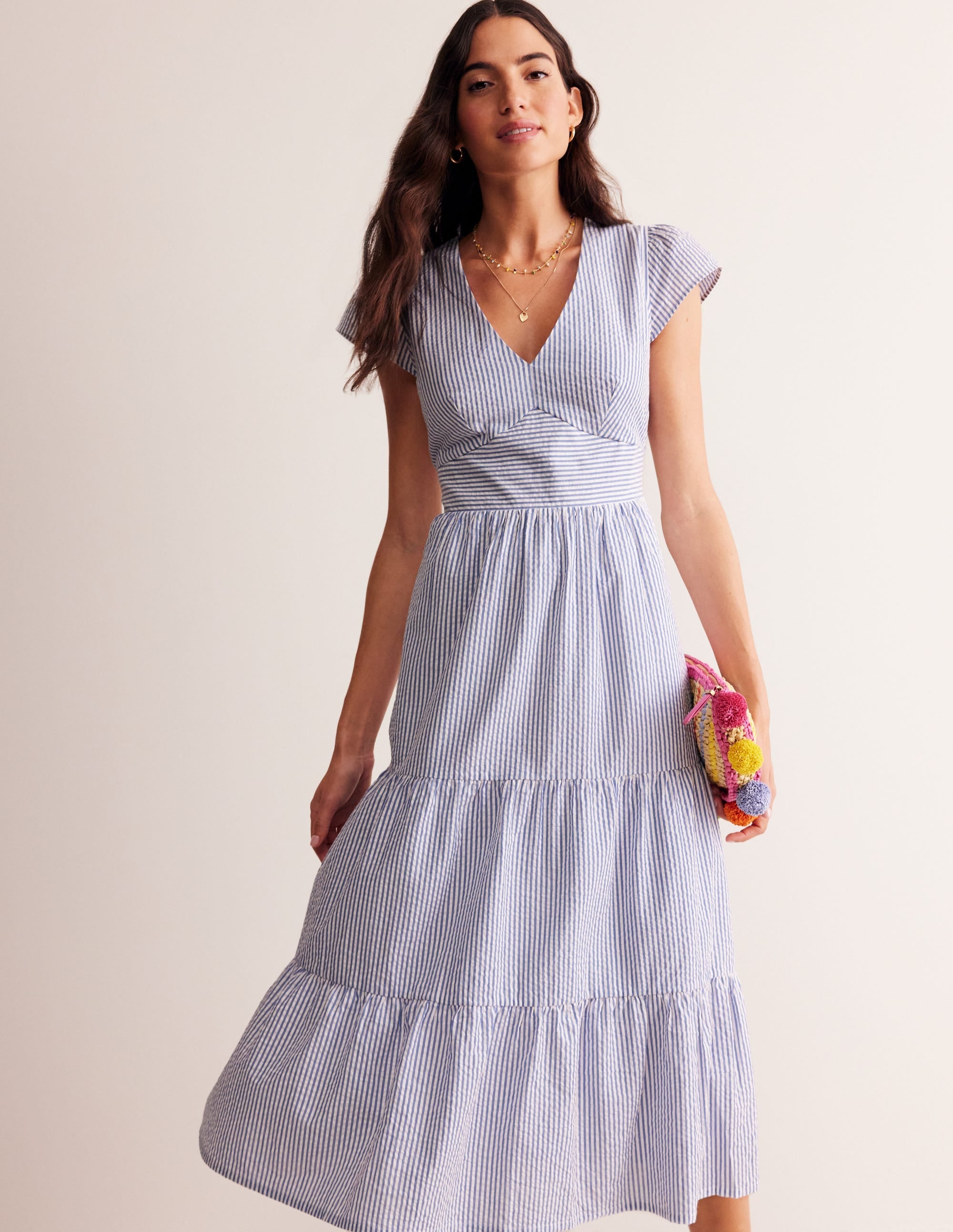 May Cotton Midi Tea Dress-Surf The Web and Ivory - Image 4