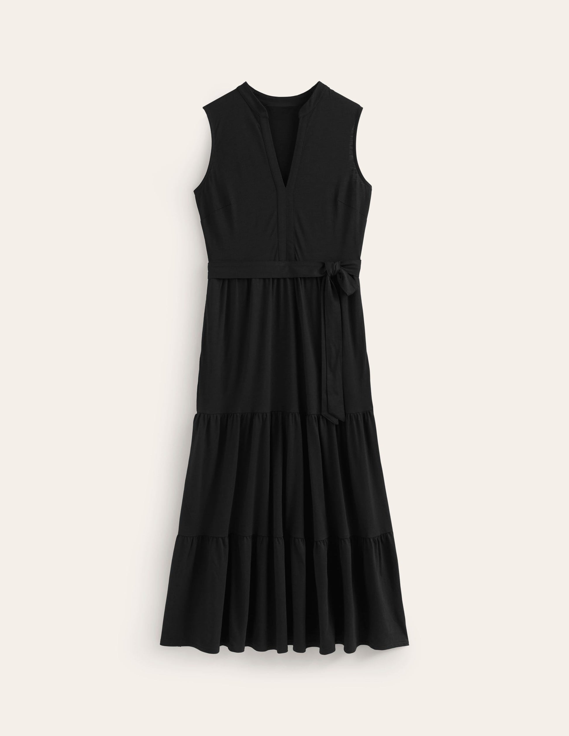 Naomi Notch Collar Maxi Dress-Black-5