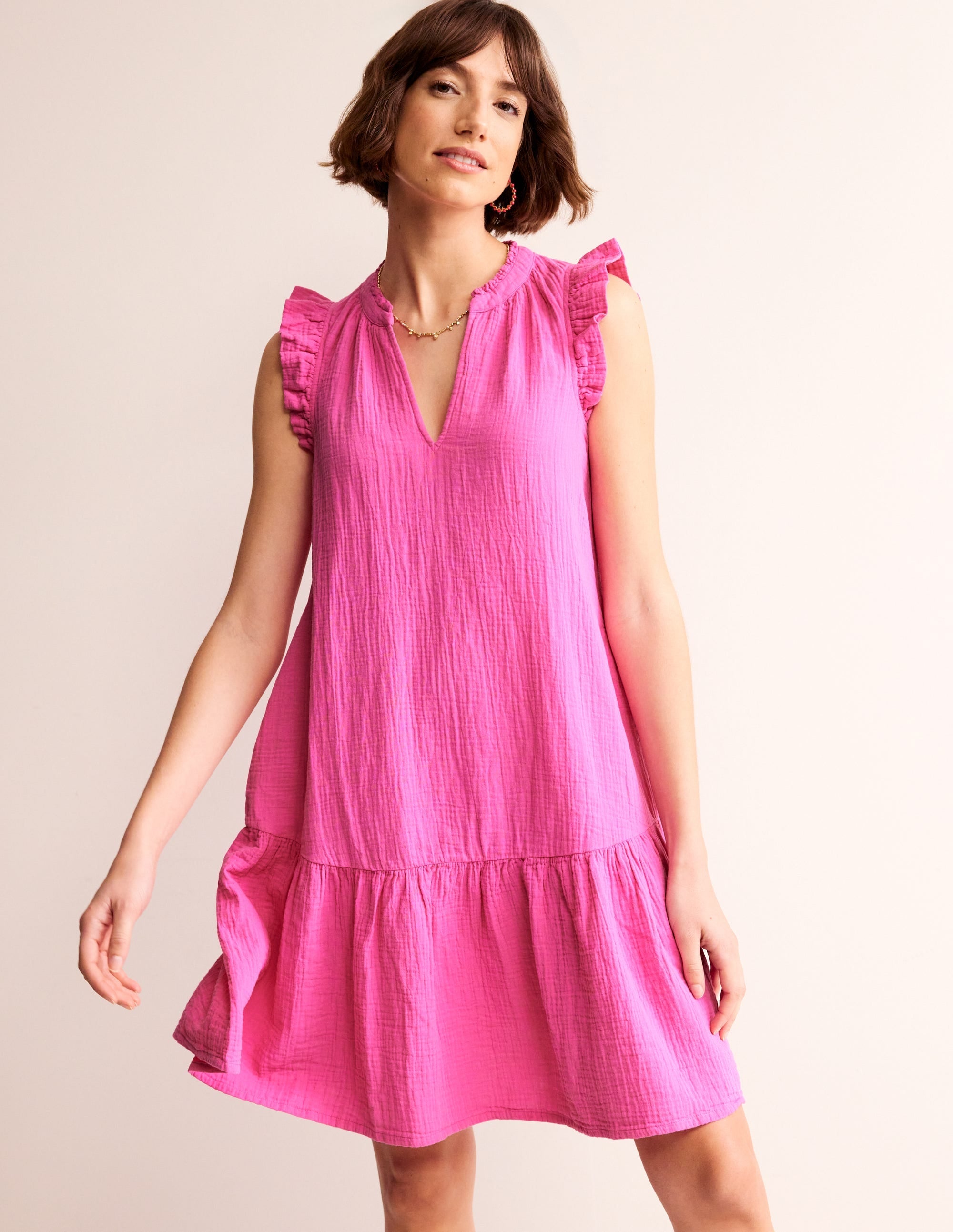 Daisy Double Cloth Short Dress-Pop Pansy - Image 1