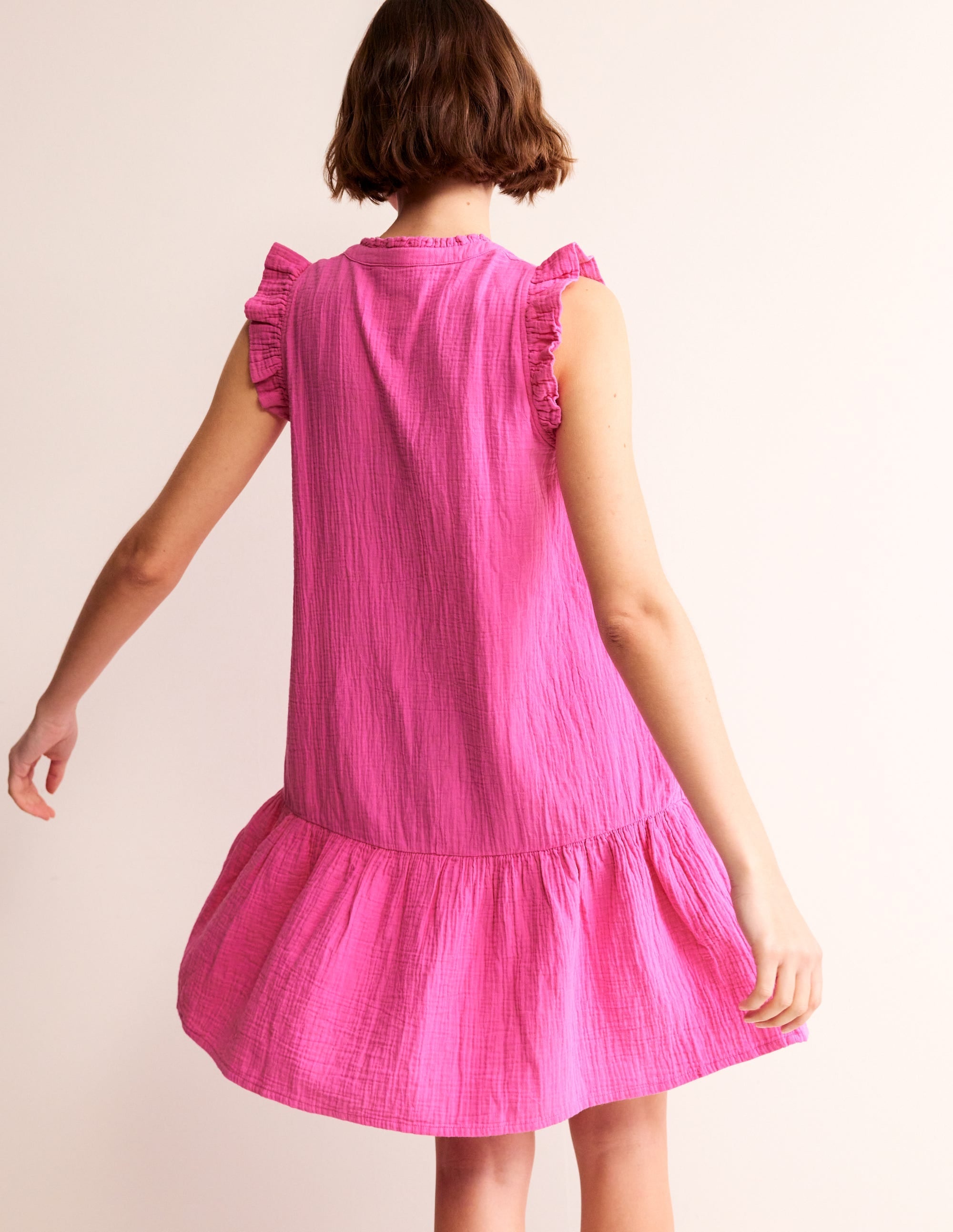 Daisy Double Cloth Short Dress-Pop Pansy - Image 3