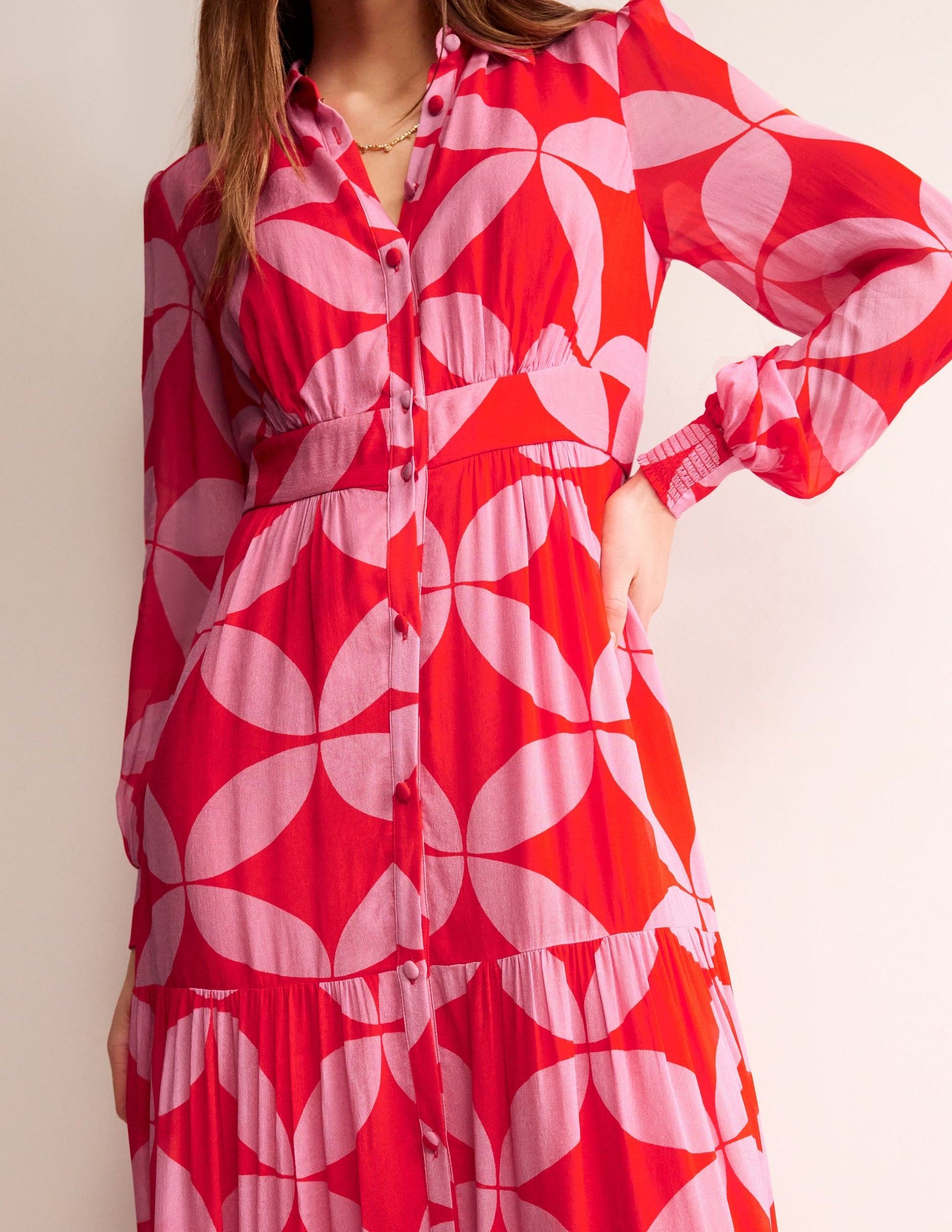 Occasion Maxi Shirt Dress-Flame Scarlet, Diamond Terrace-2