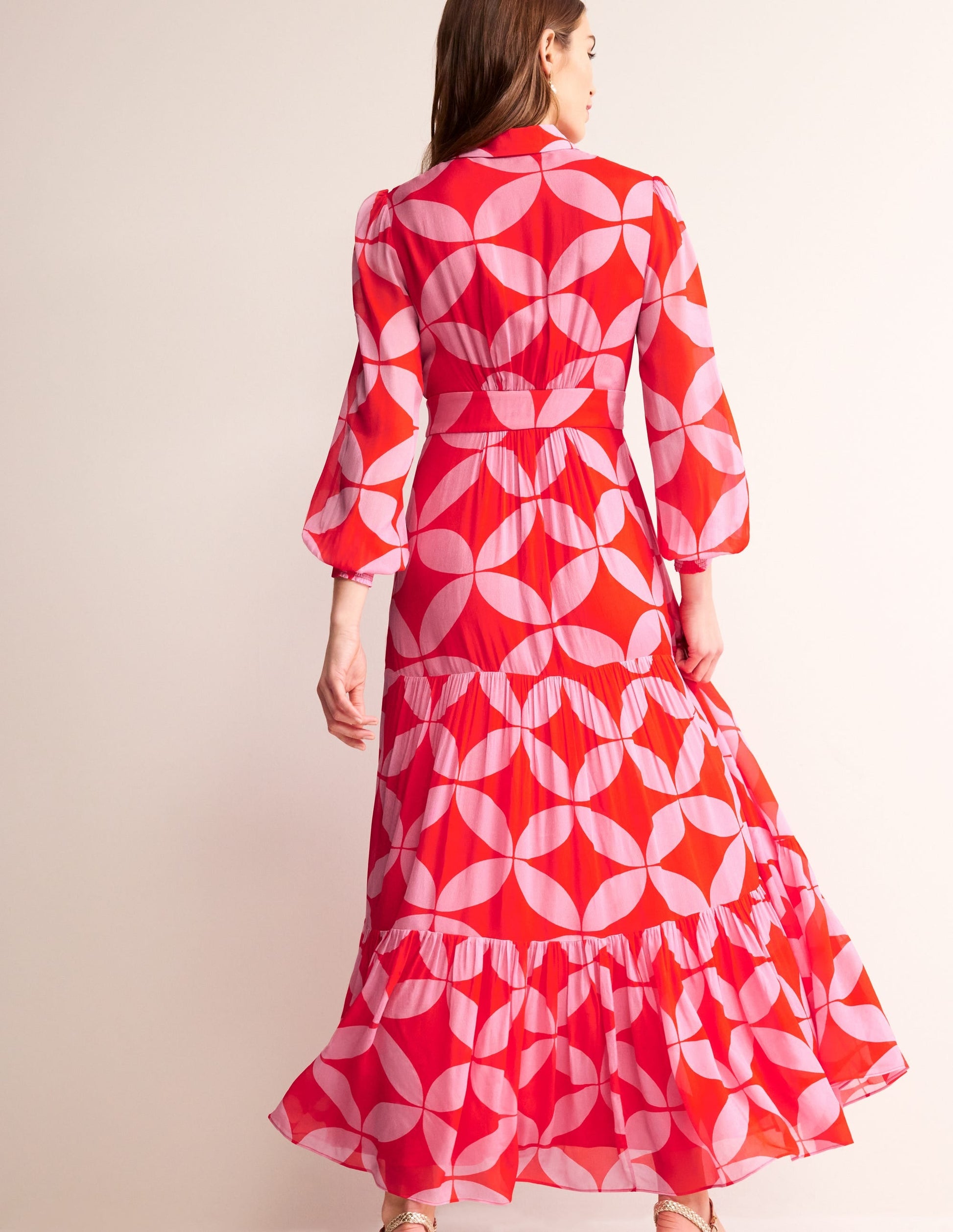 Occasion Maxi Shirt Dress-Flame Scarlet, Diamond Terrace-3