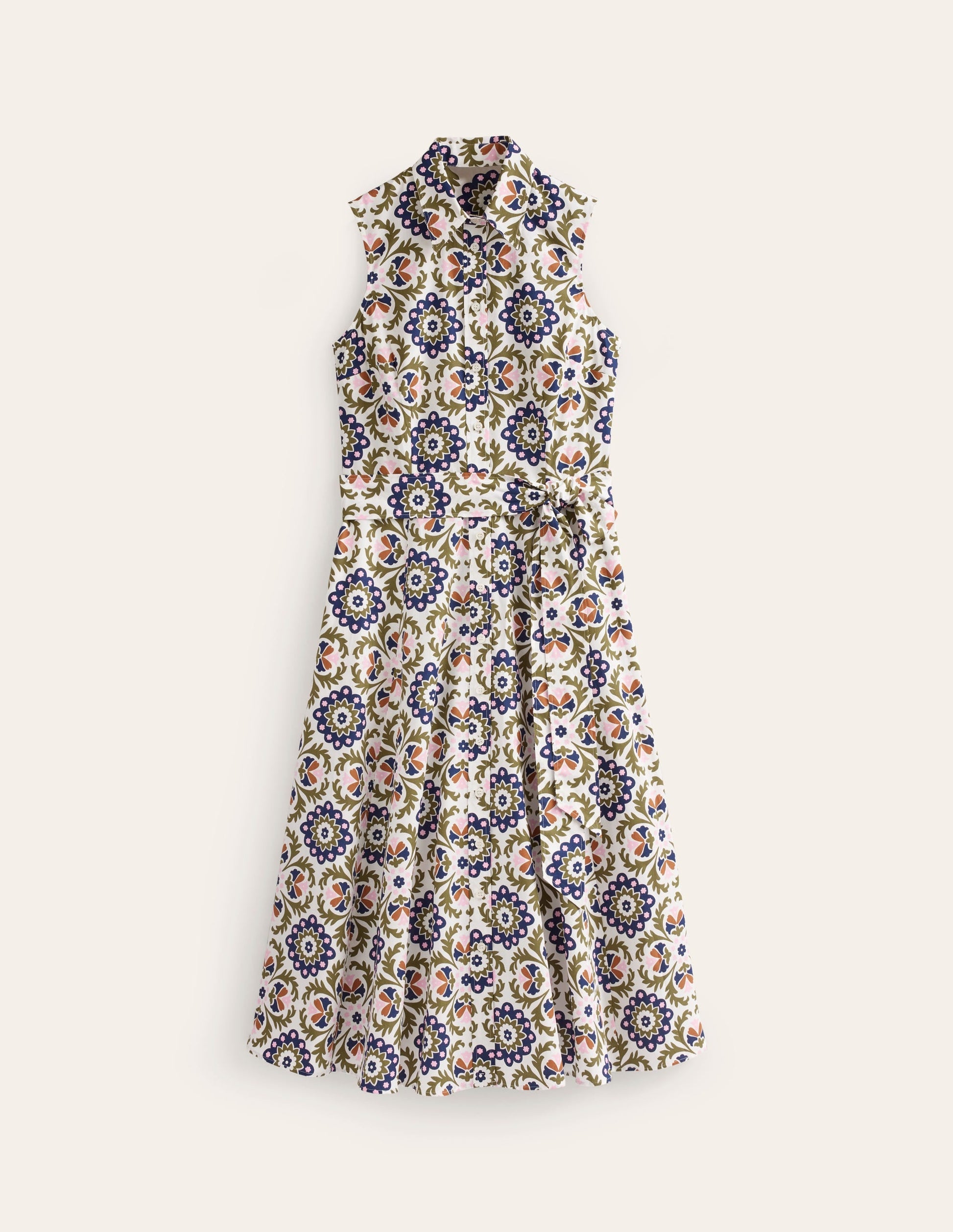 Amy Sleeveless Shirt Dress-Mayfly, Mosaic Bloom-5