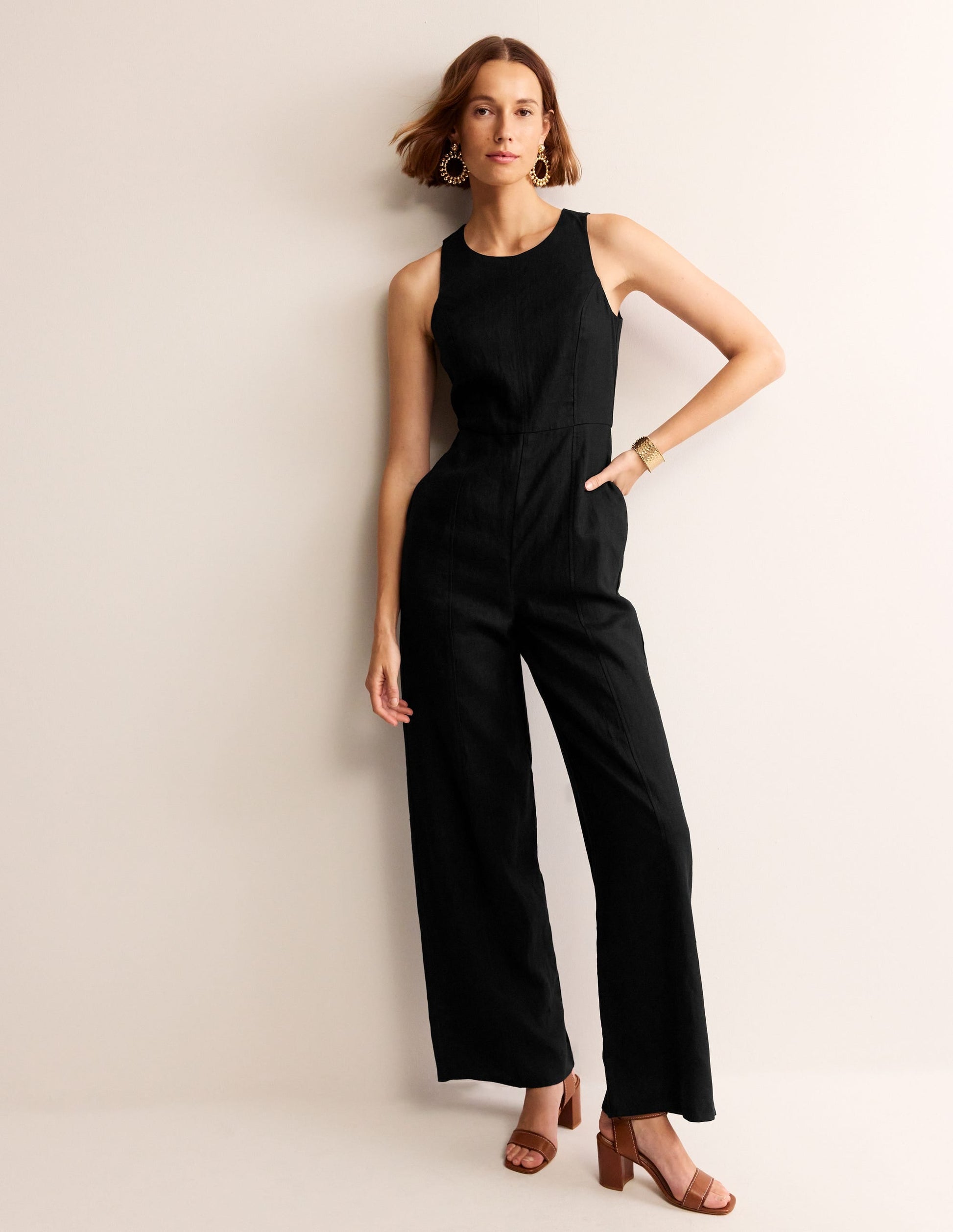 Carla Linen Jumpsuit-Black-1