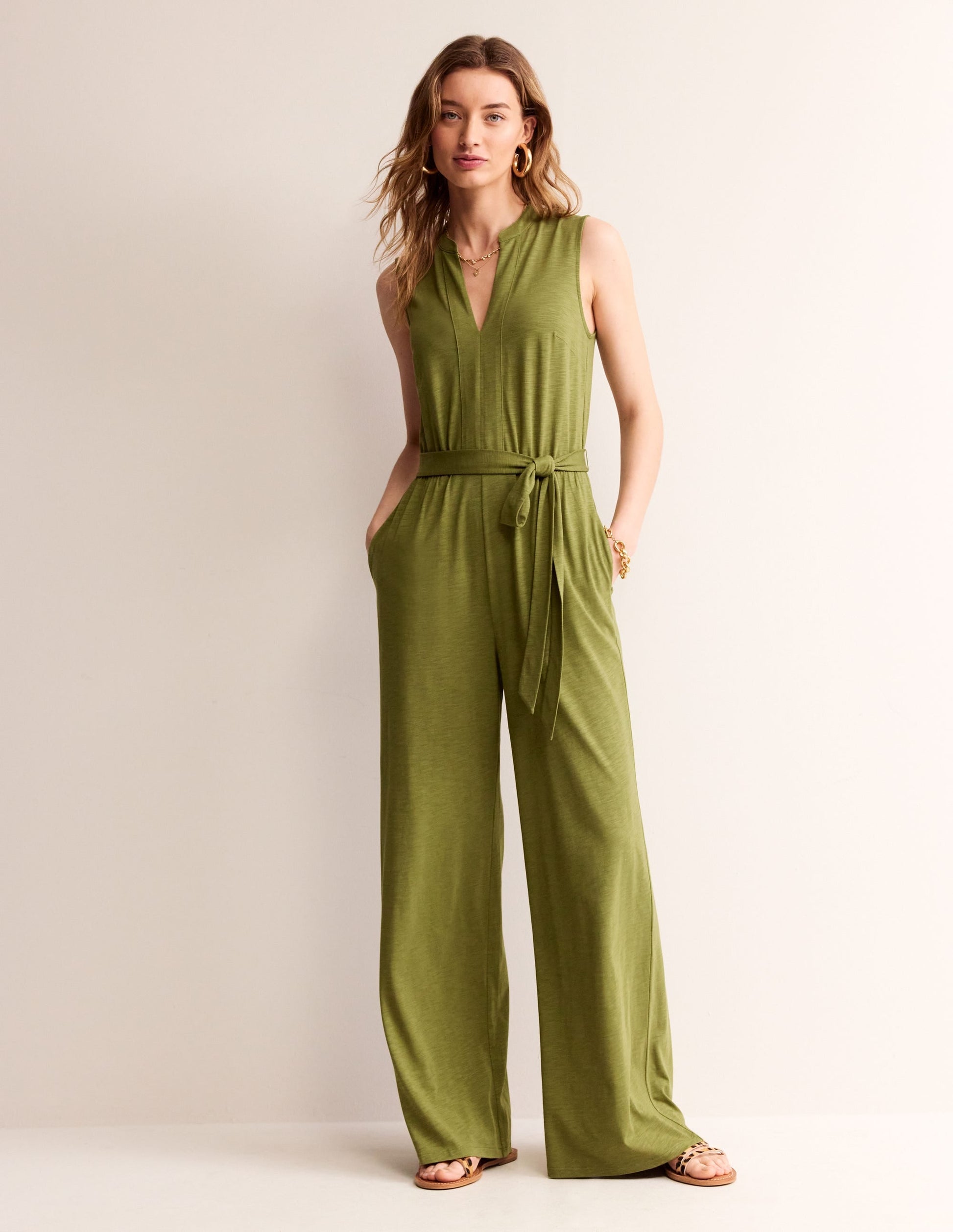 Naomi Notch Jersey Jumpsuit-Mayfly-2
