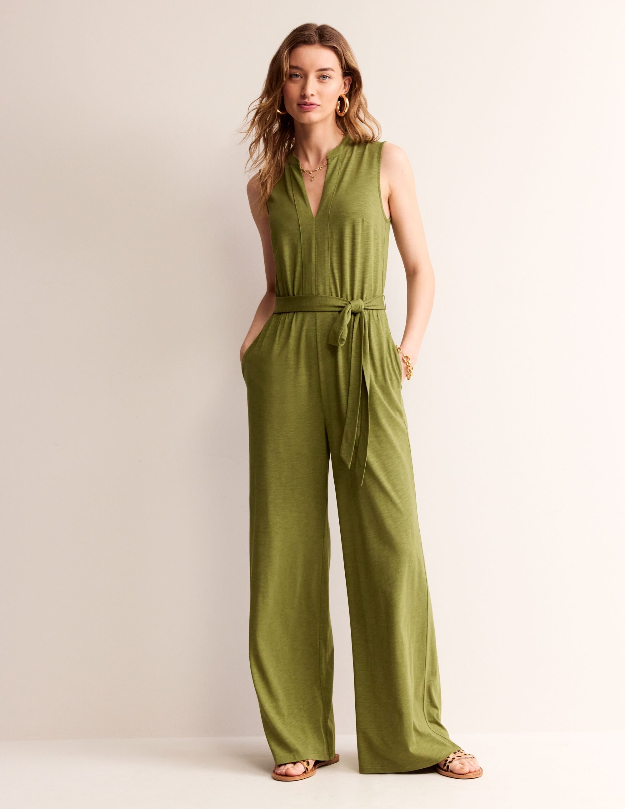 Naomi Notch Jersey Jumpsuit-Mayfly - Image 2