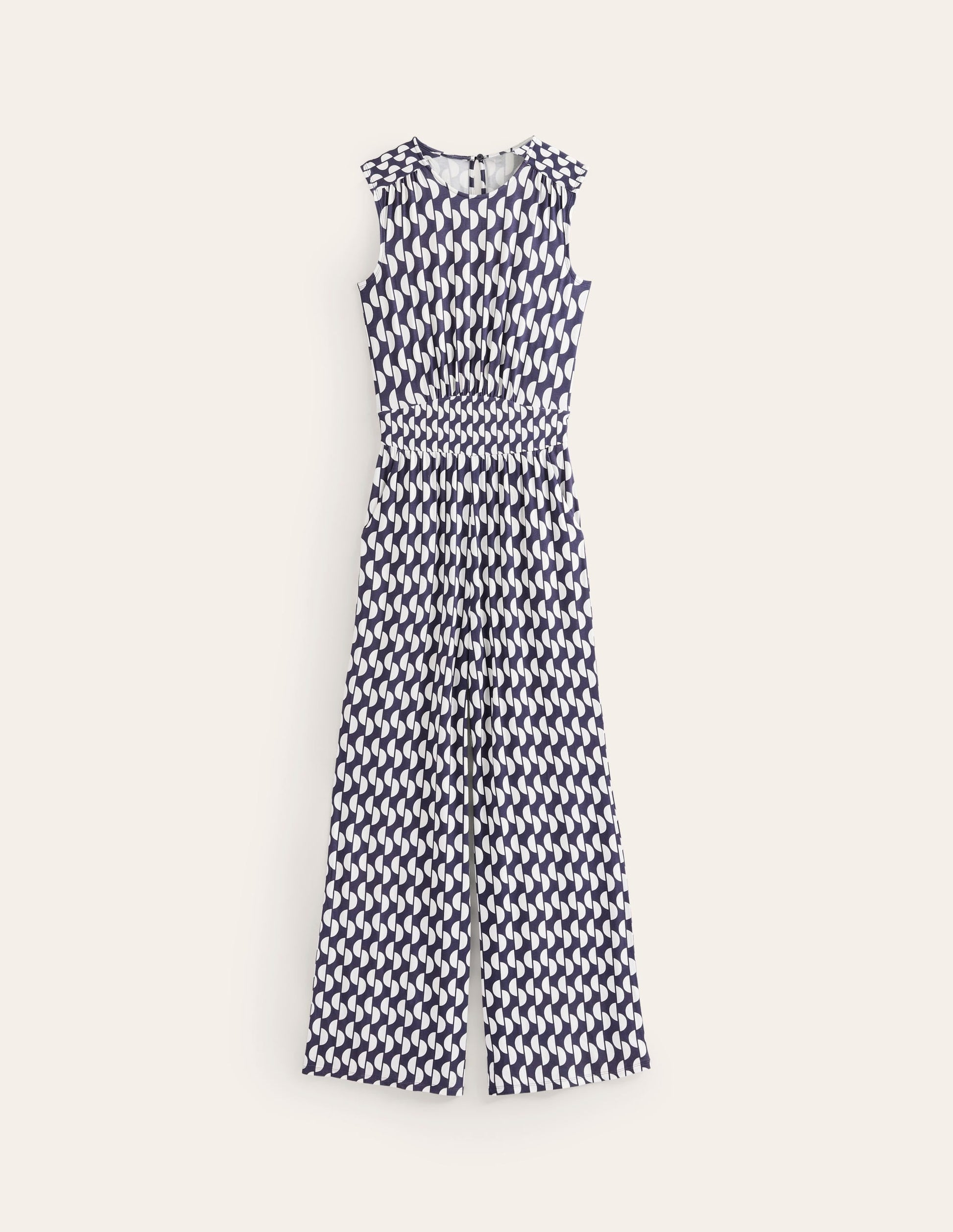 Thea Jersey Jumpsuit-Navy, Geo Wave-5