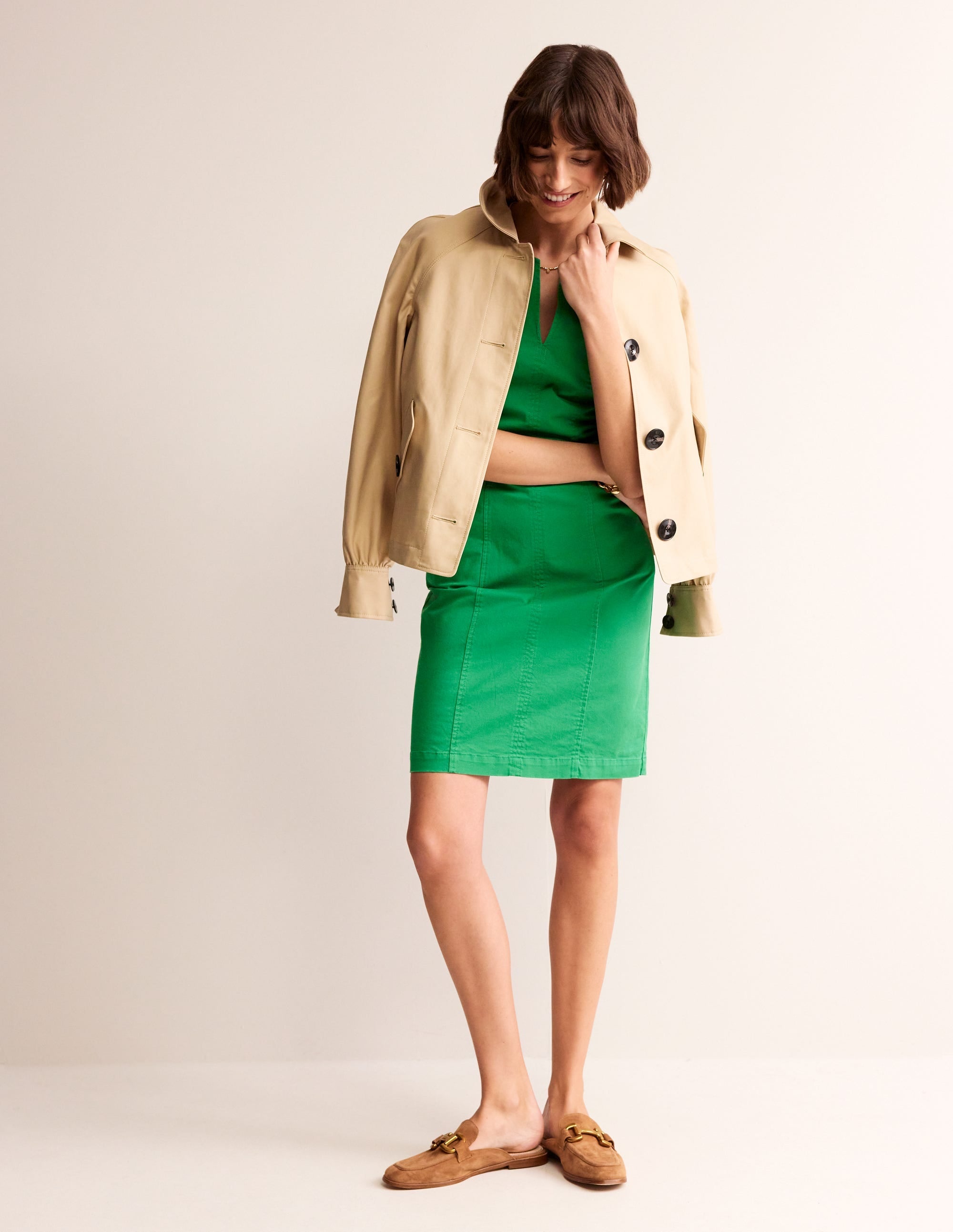 Helena Chino Short Dress-Green Tambourine - Image 4