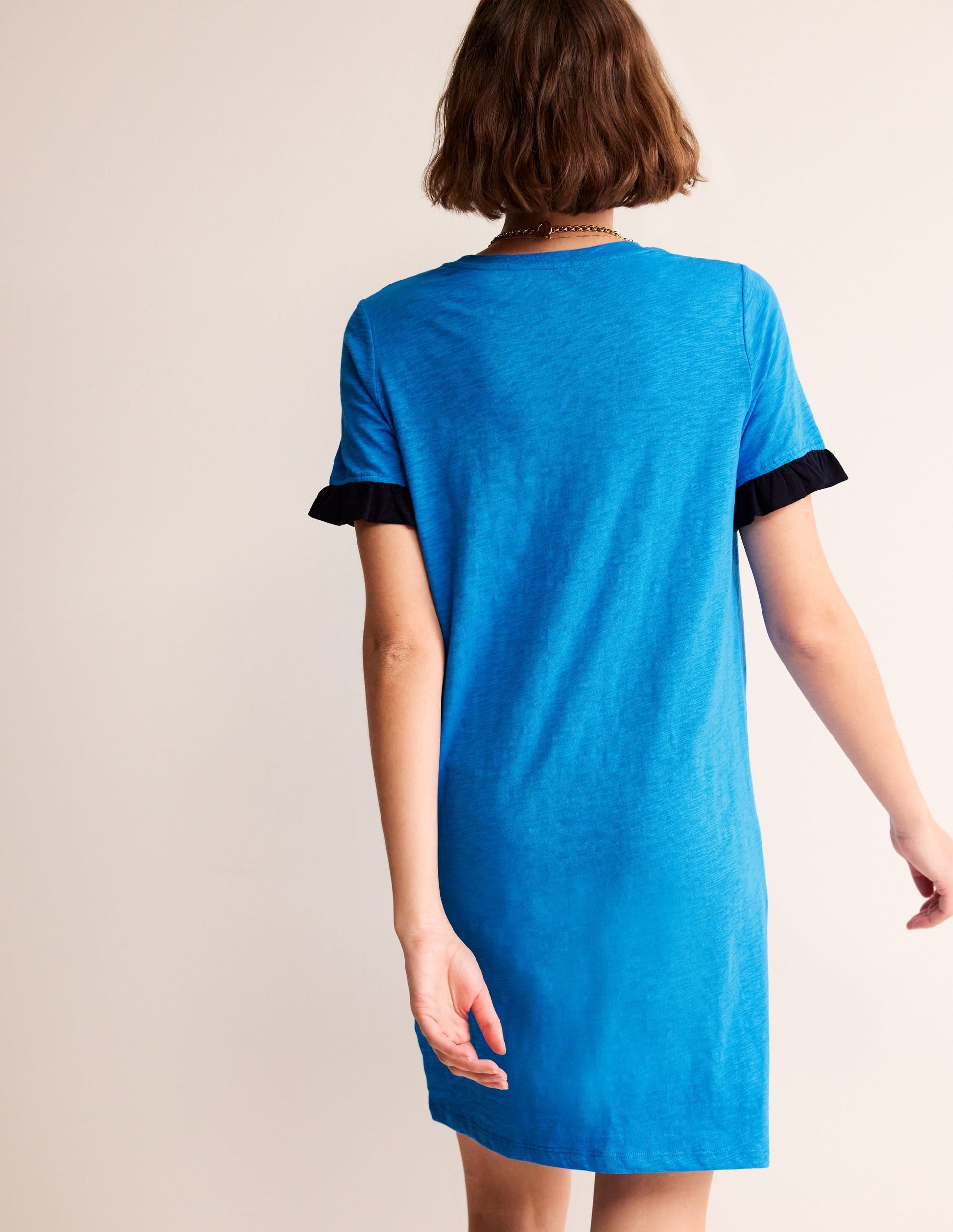 Emily Ruffle Cotton Dress-Brilliant Blue-3