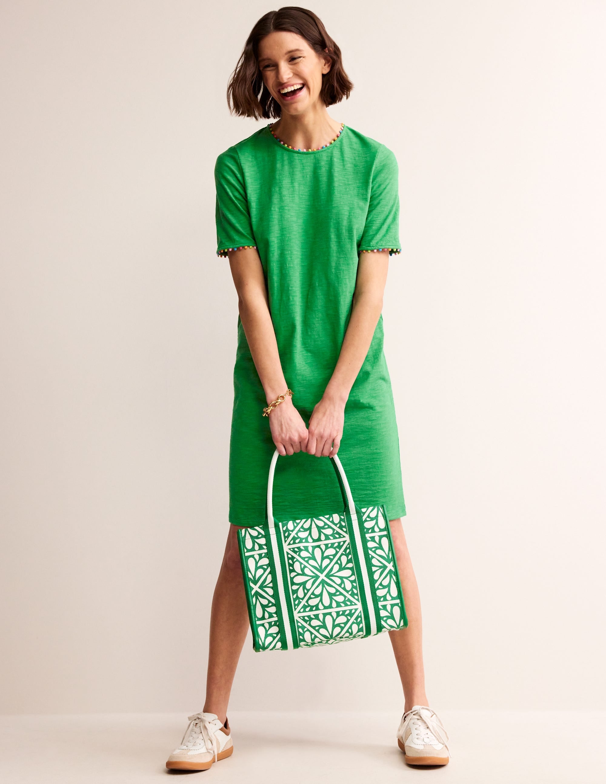 Ali Pom Sleeve Dress-Green Tambourine - Image 4