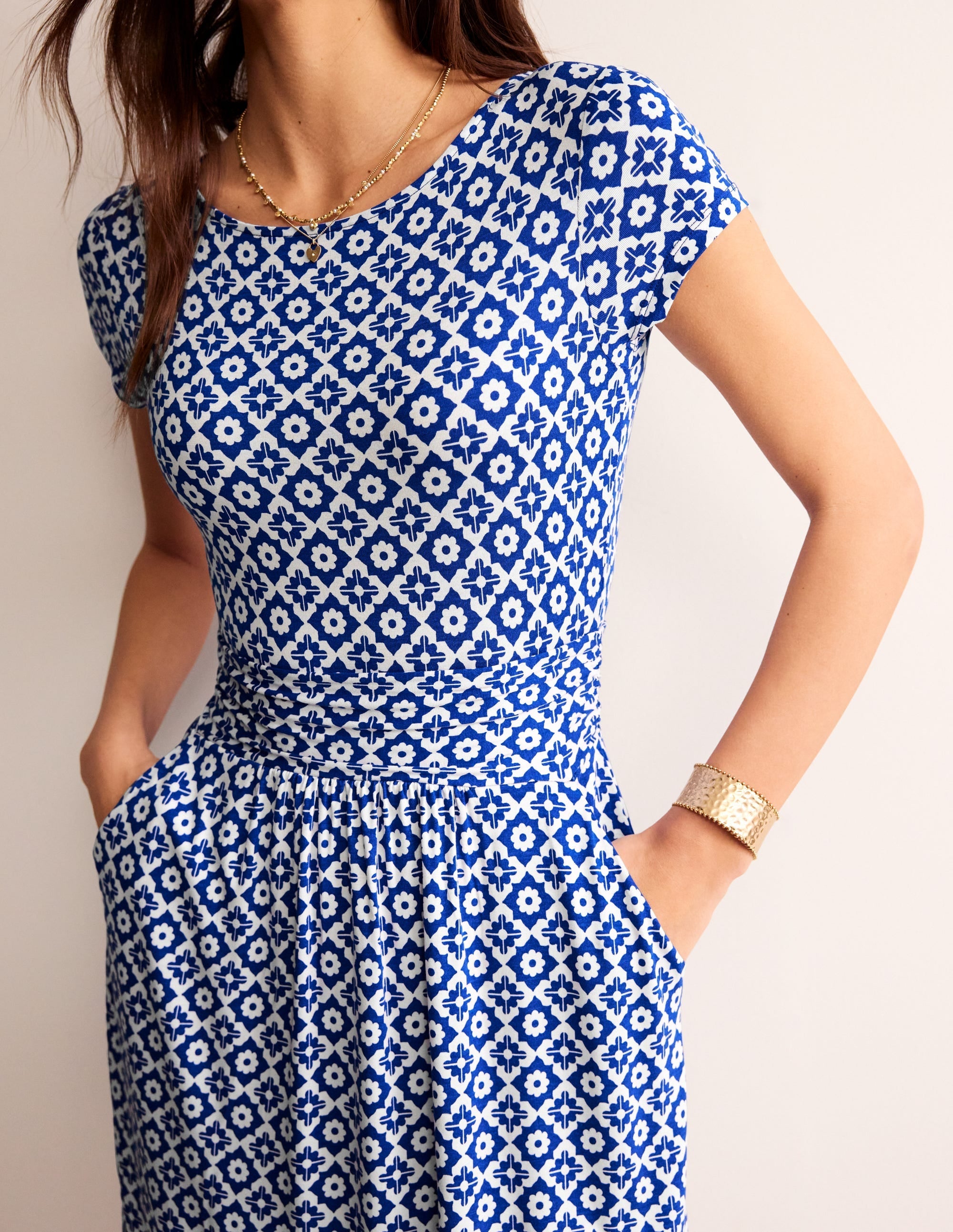 Amelie Jersey Dress-Surf The Web, Geometric Stamp - Image 2