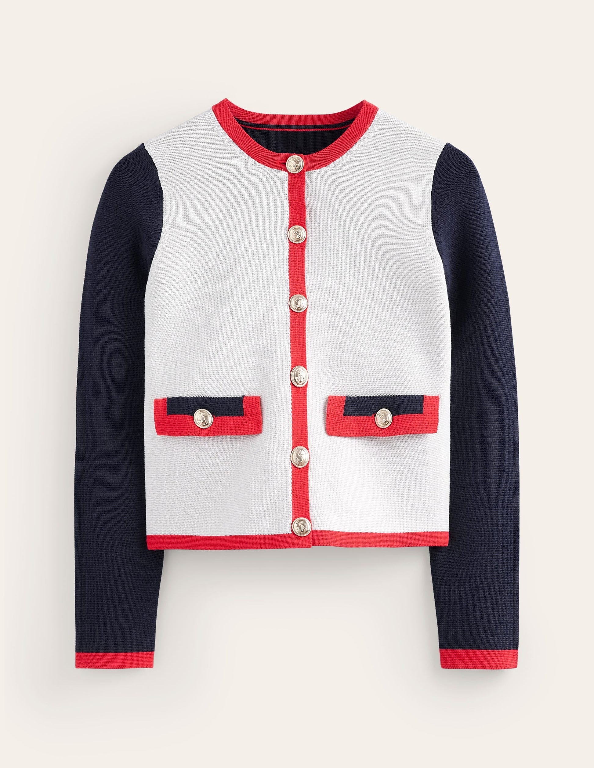 Holly Knitted Jacket-Warm Ivory/ Navy/ Red-5
