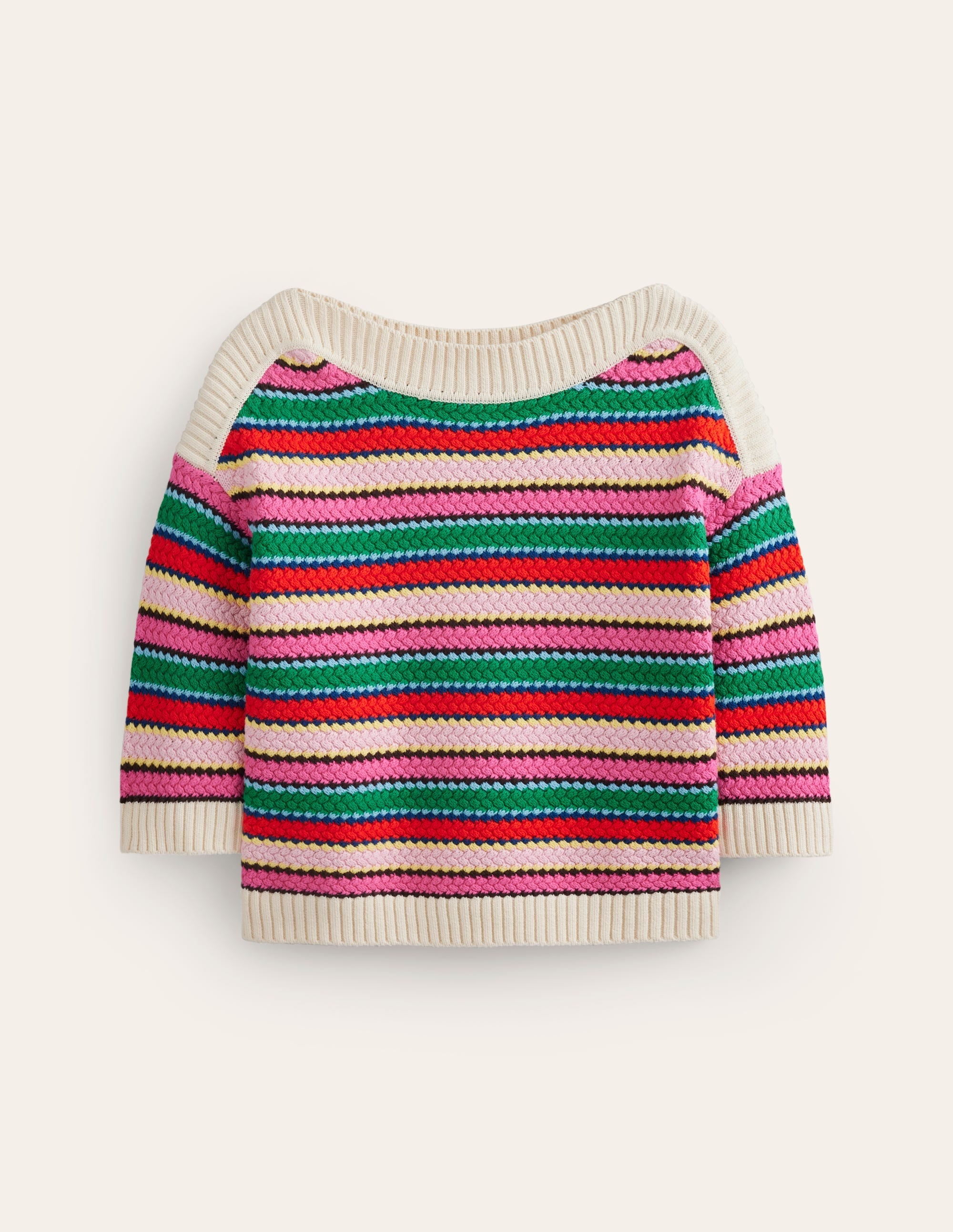 Textured Cotton Stripe Jumper-Multi Textured Stripe - Image 6
