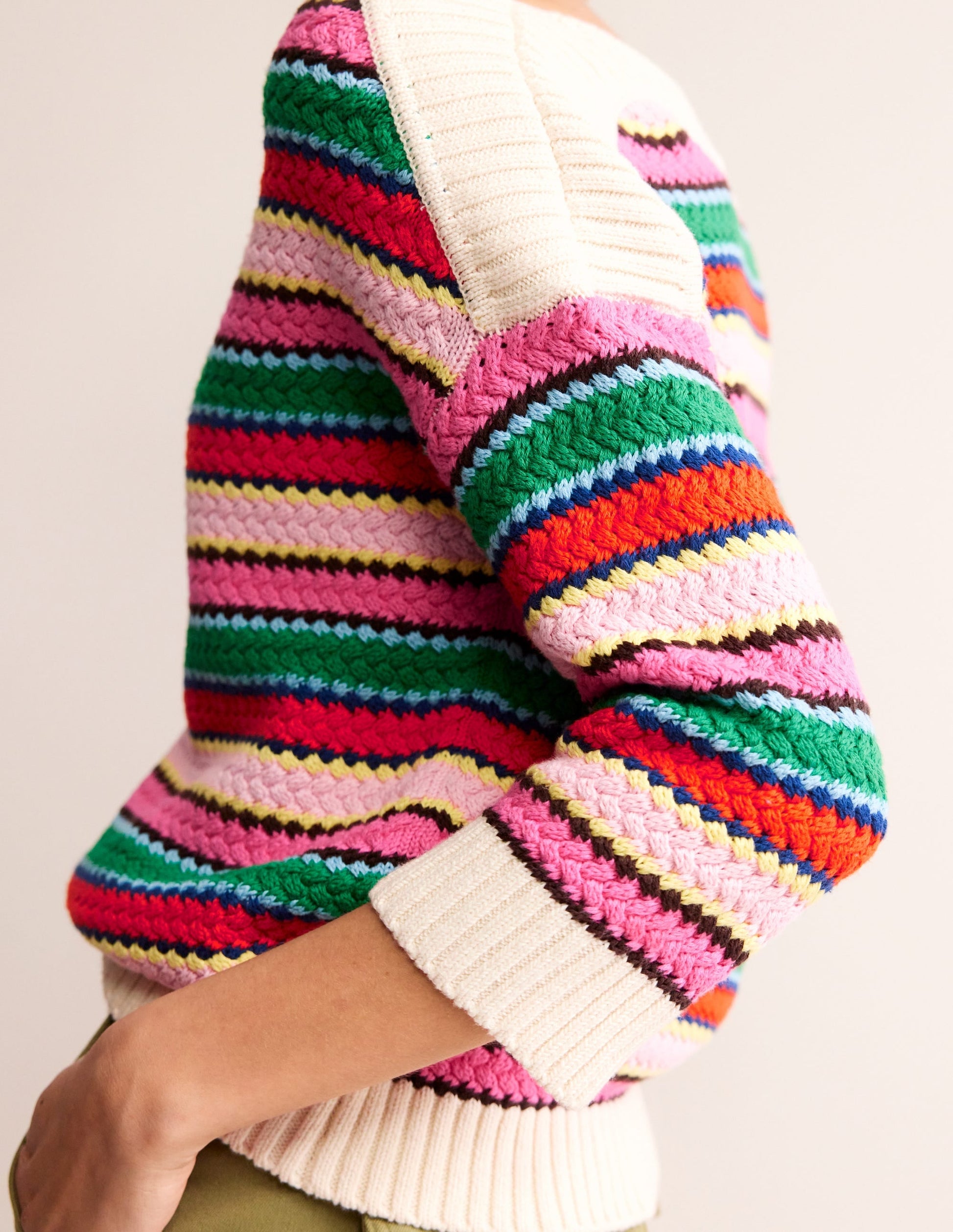 Textured Cotton Stripe Jumper-Multi Textured Stripe-2