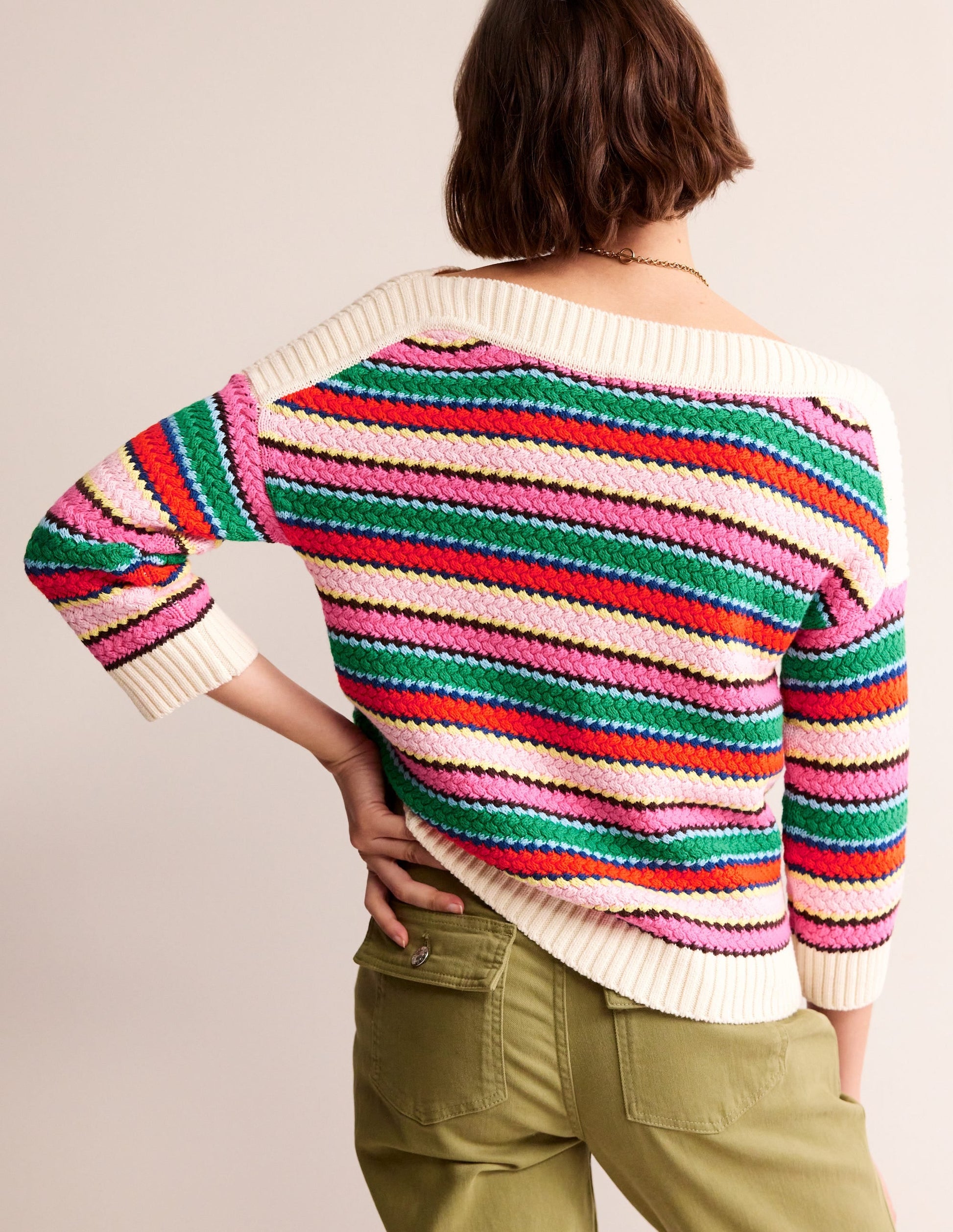 Textured Cotton Stripe Jumper-Multi Textured Stripe-3