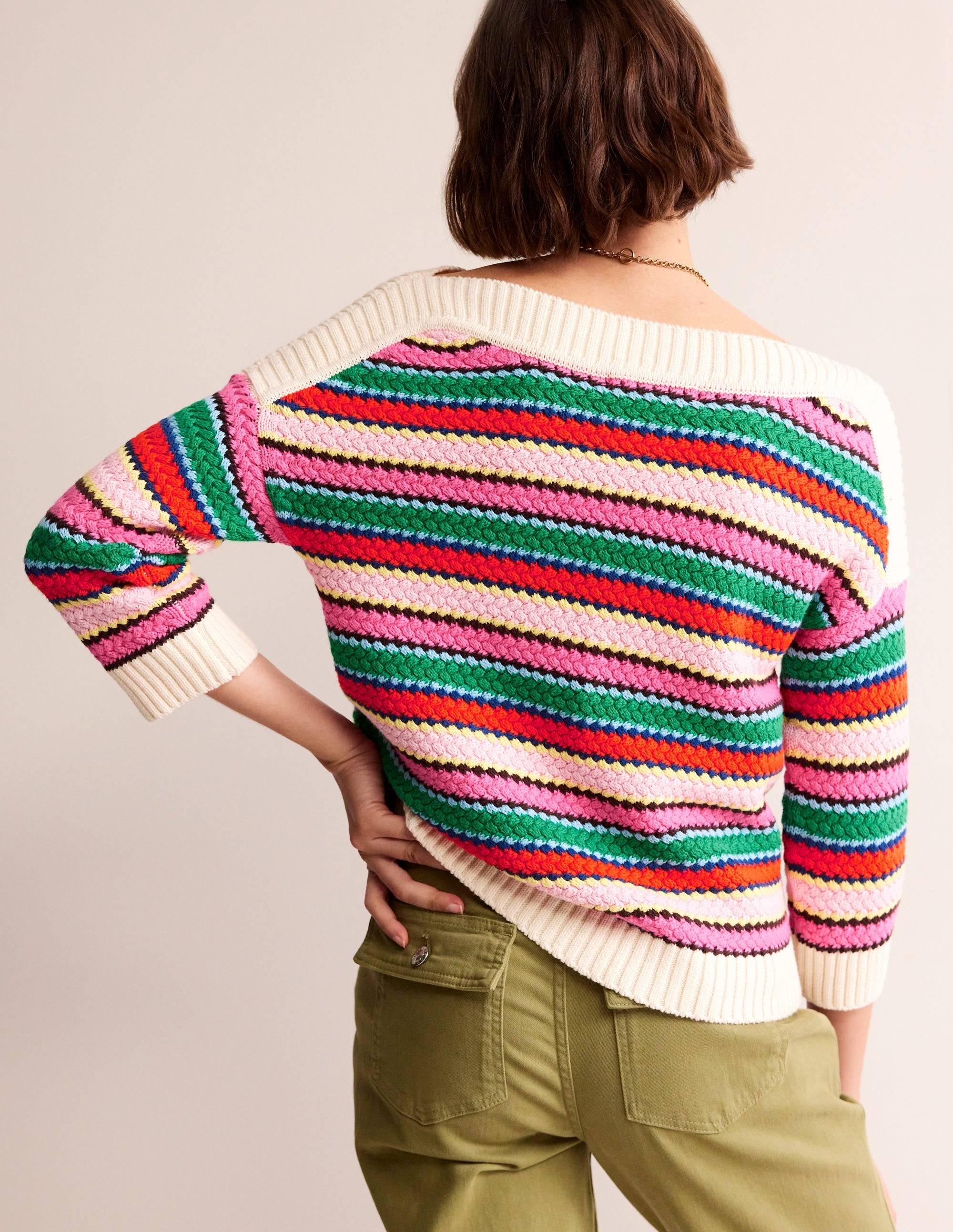 Textured Cotton Stripe Jumper-Multi Textured Stripe - Image 3