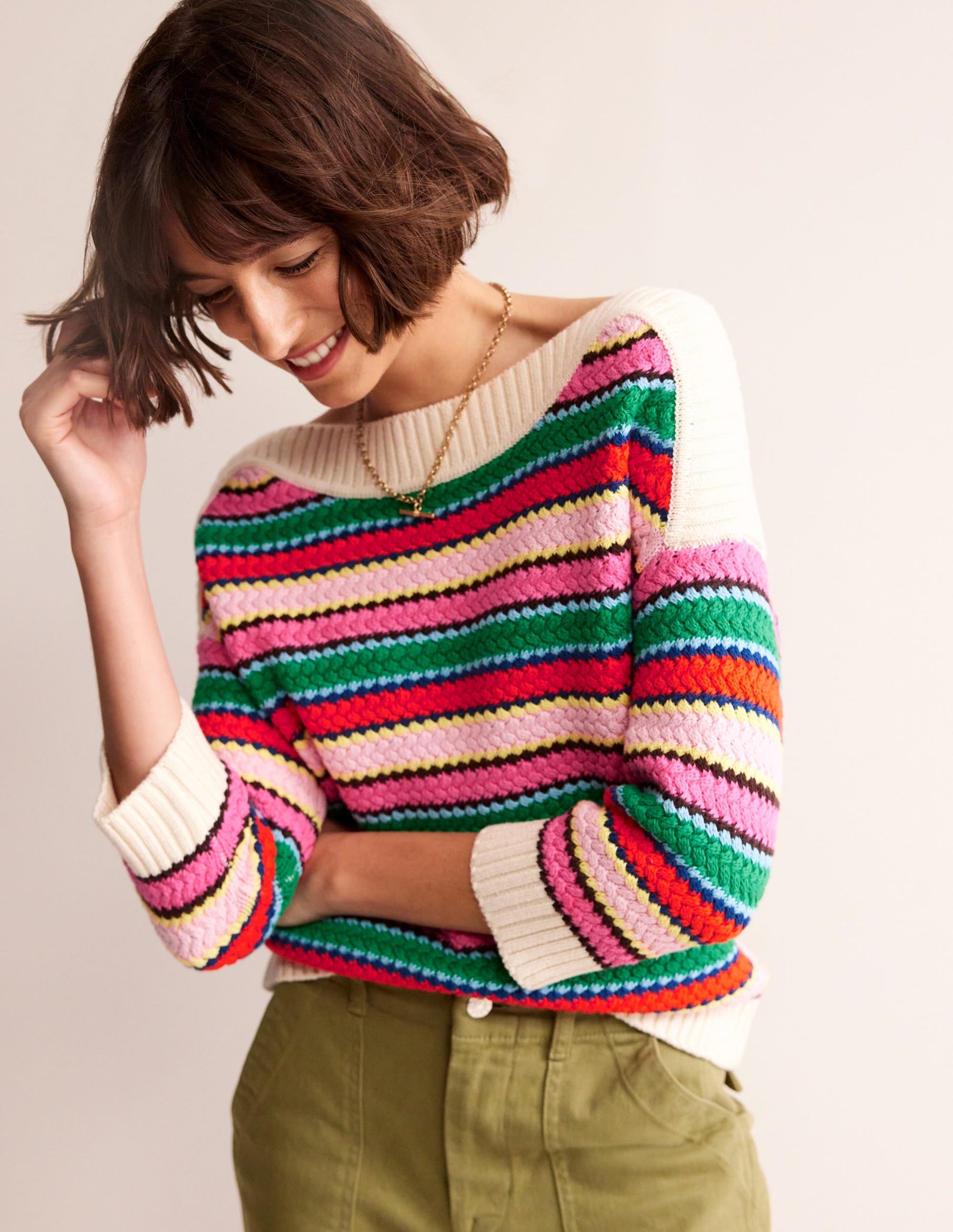 Textured Cotton Stripe Jumper-Multi Textured Stripe-4