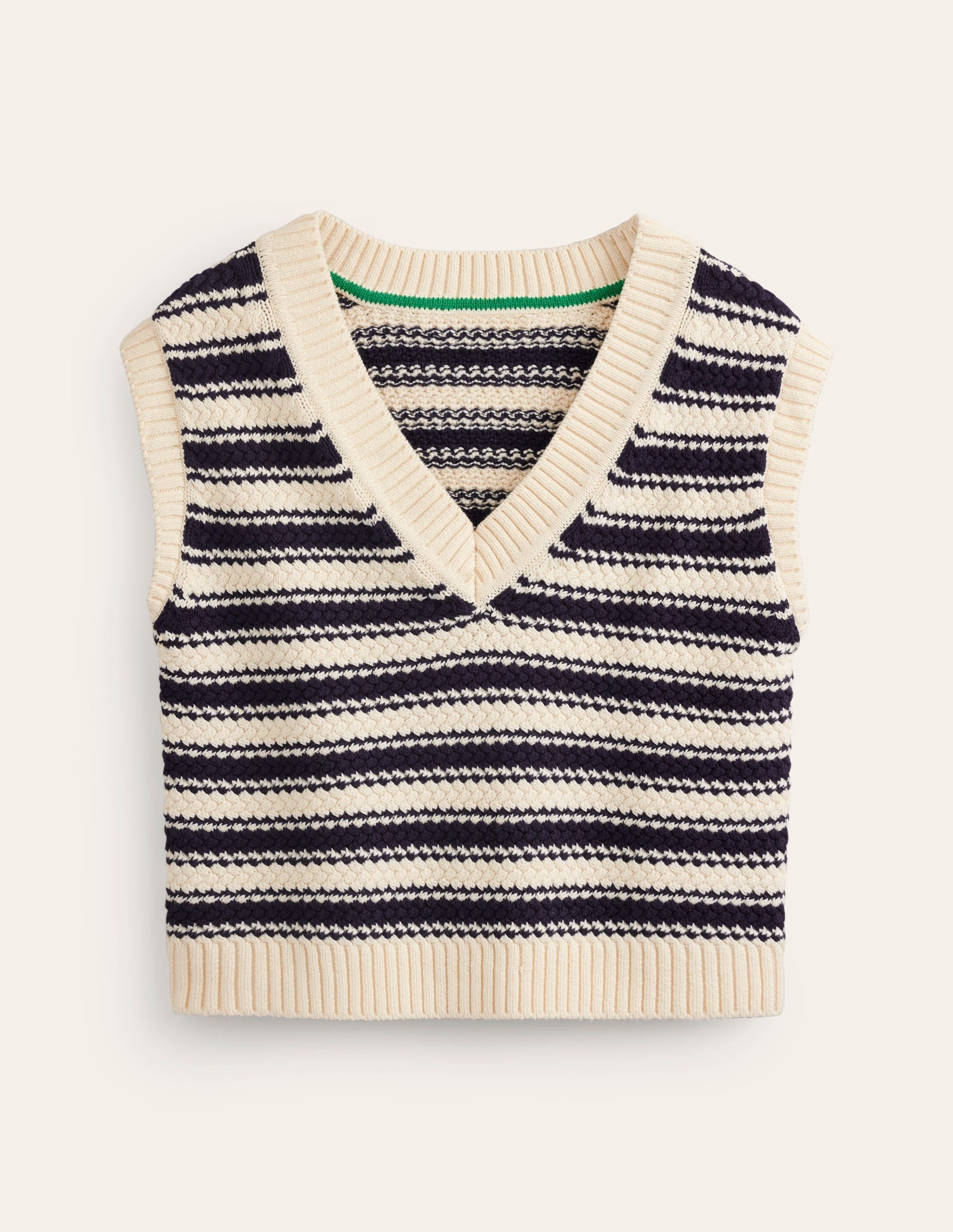 Textured Striped Cotton Tank-Navy, Ivory Textured Stripe-6
