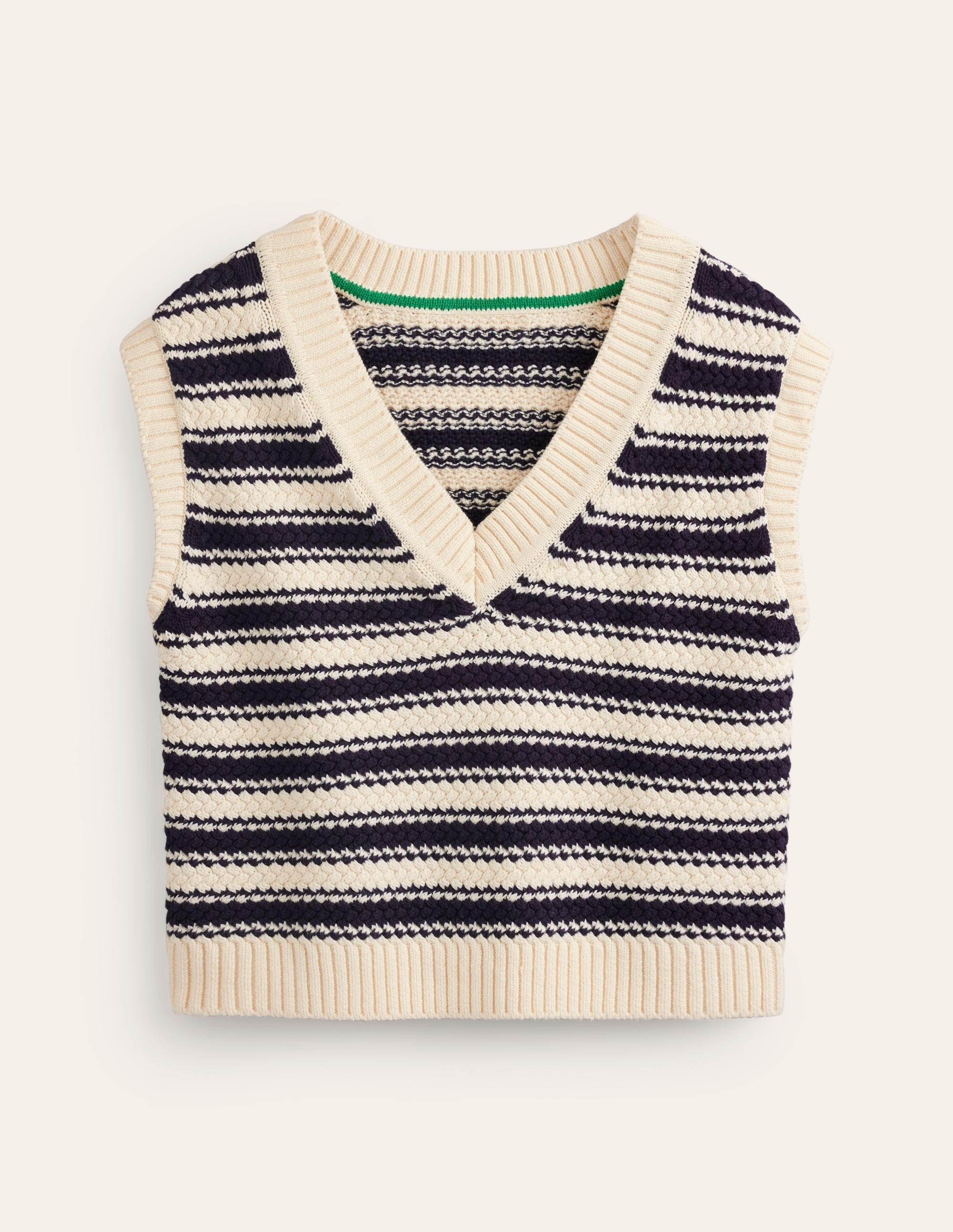 Textured Striped Cotton Tank-Navy, Ivory Textured Stripe - Image 6