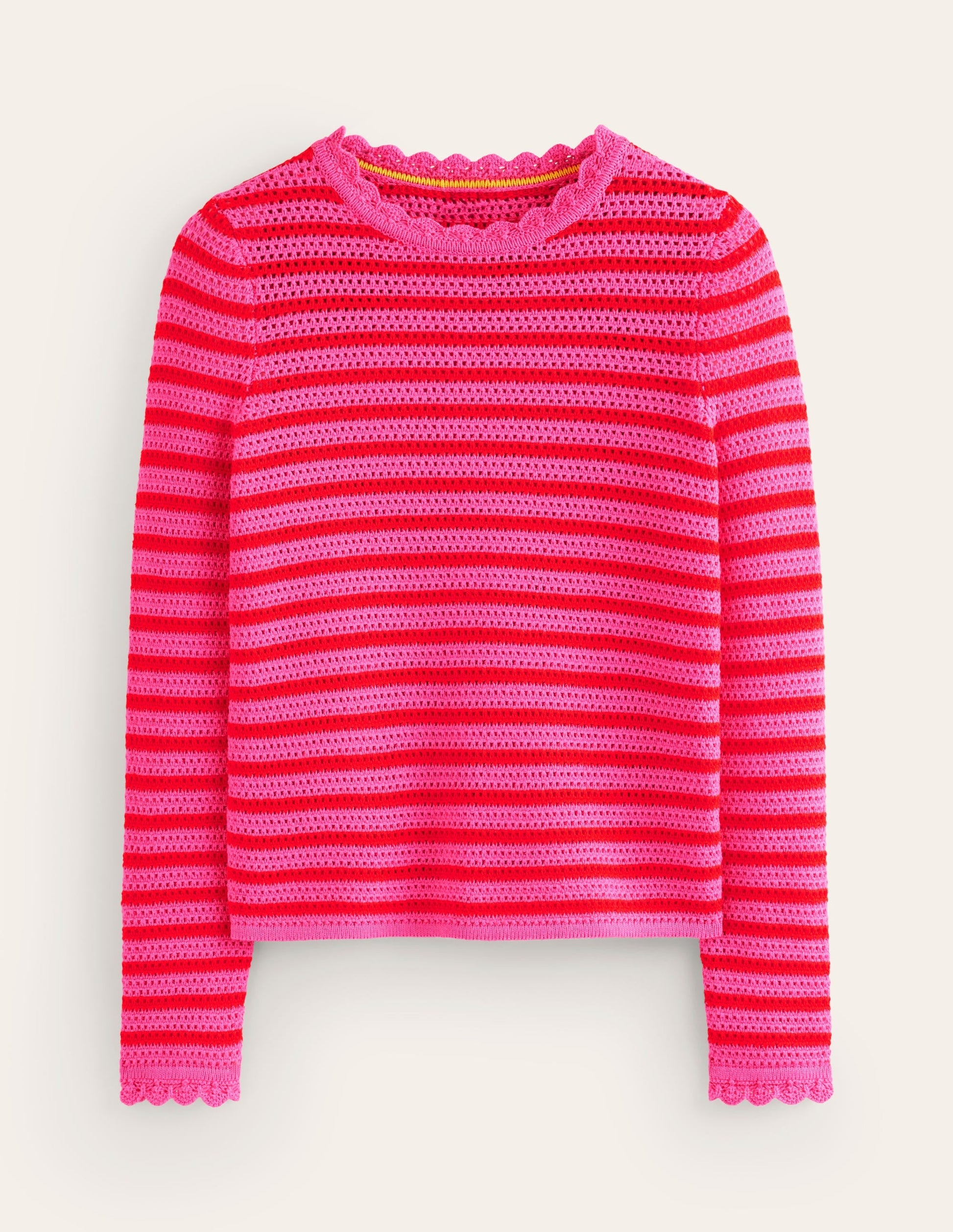 Textured Scallop Jumper-Party Pink/ Red-5