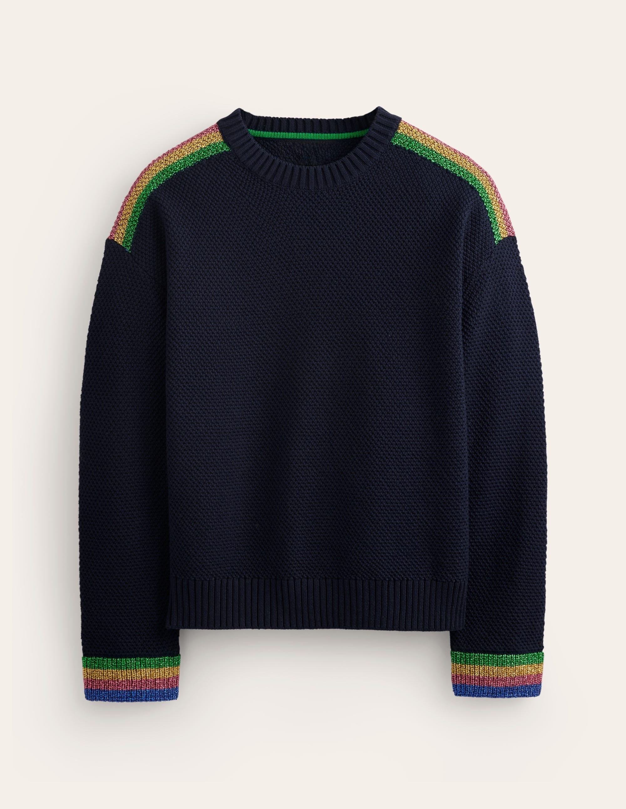 Metallic Stripe Jumper-Navy - Image 5