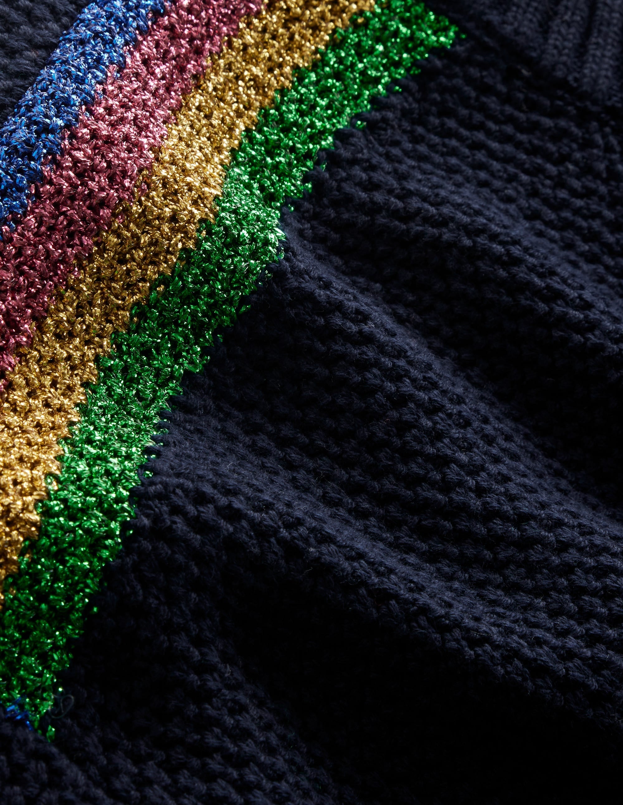 Metallic Stripe Jumper-Navy - Image 6