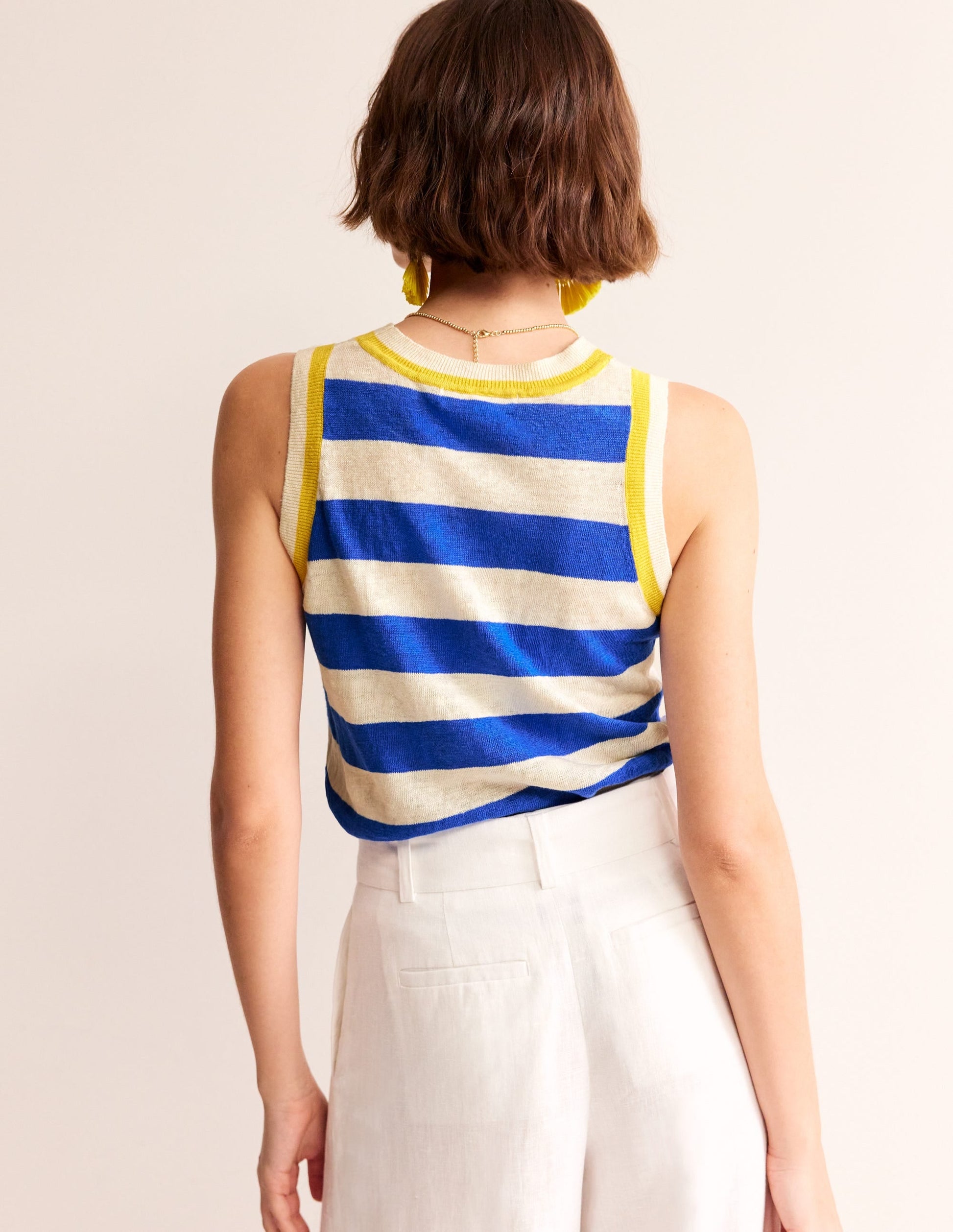 Maggie Linen Tank-Mariner Blue/ Warm Ivory-3