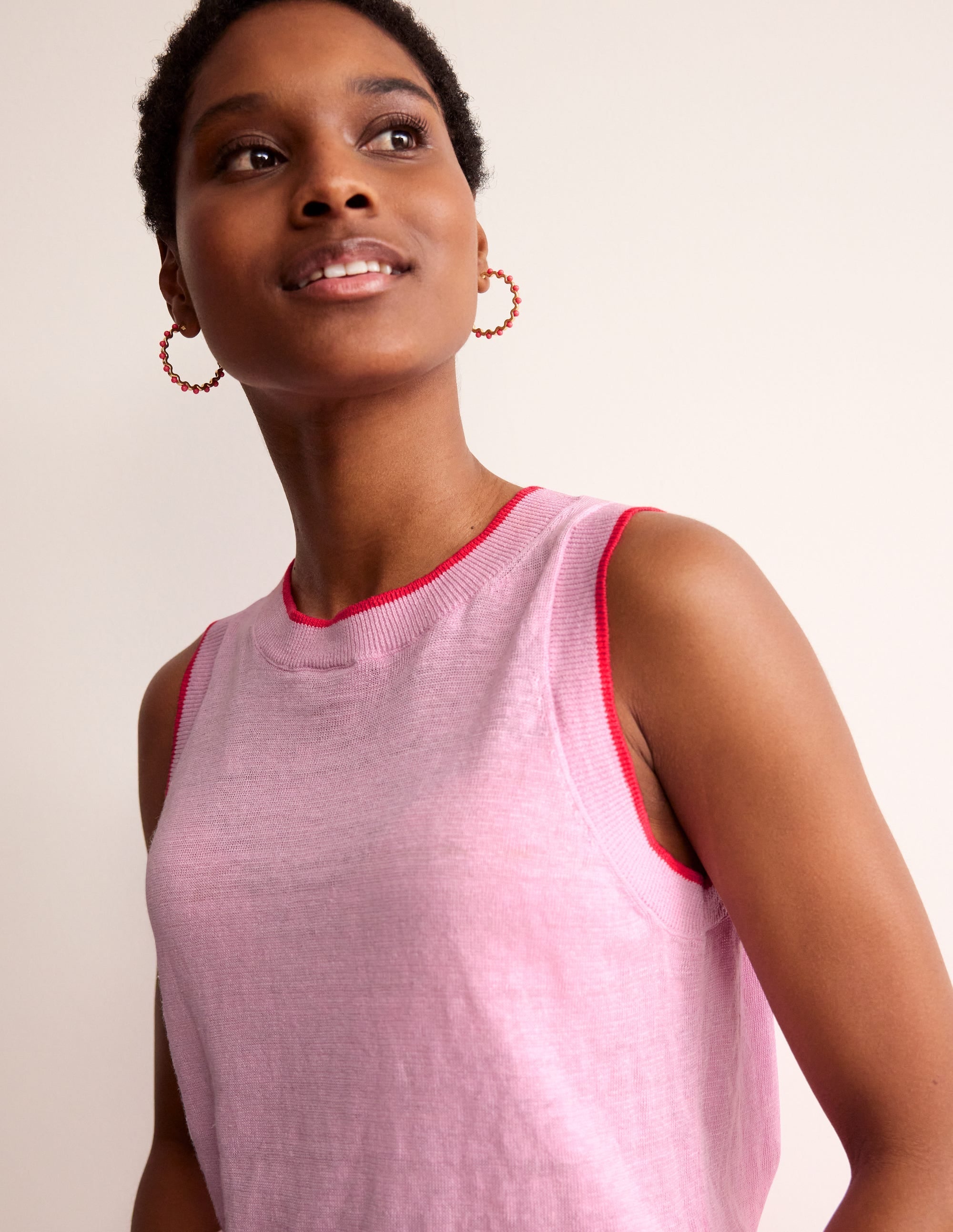 Maggie Linen Tank-Soft Peony Pink - Image 2