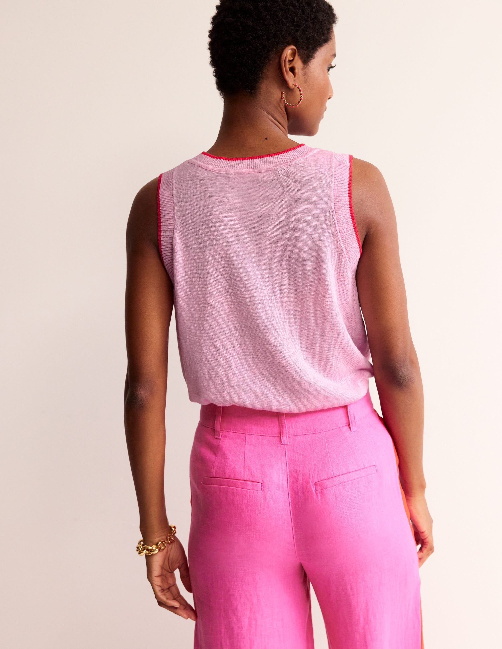 Maggie Linen Tank-Soft Peony Pink - Image 3