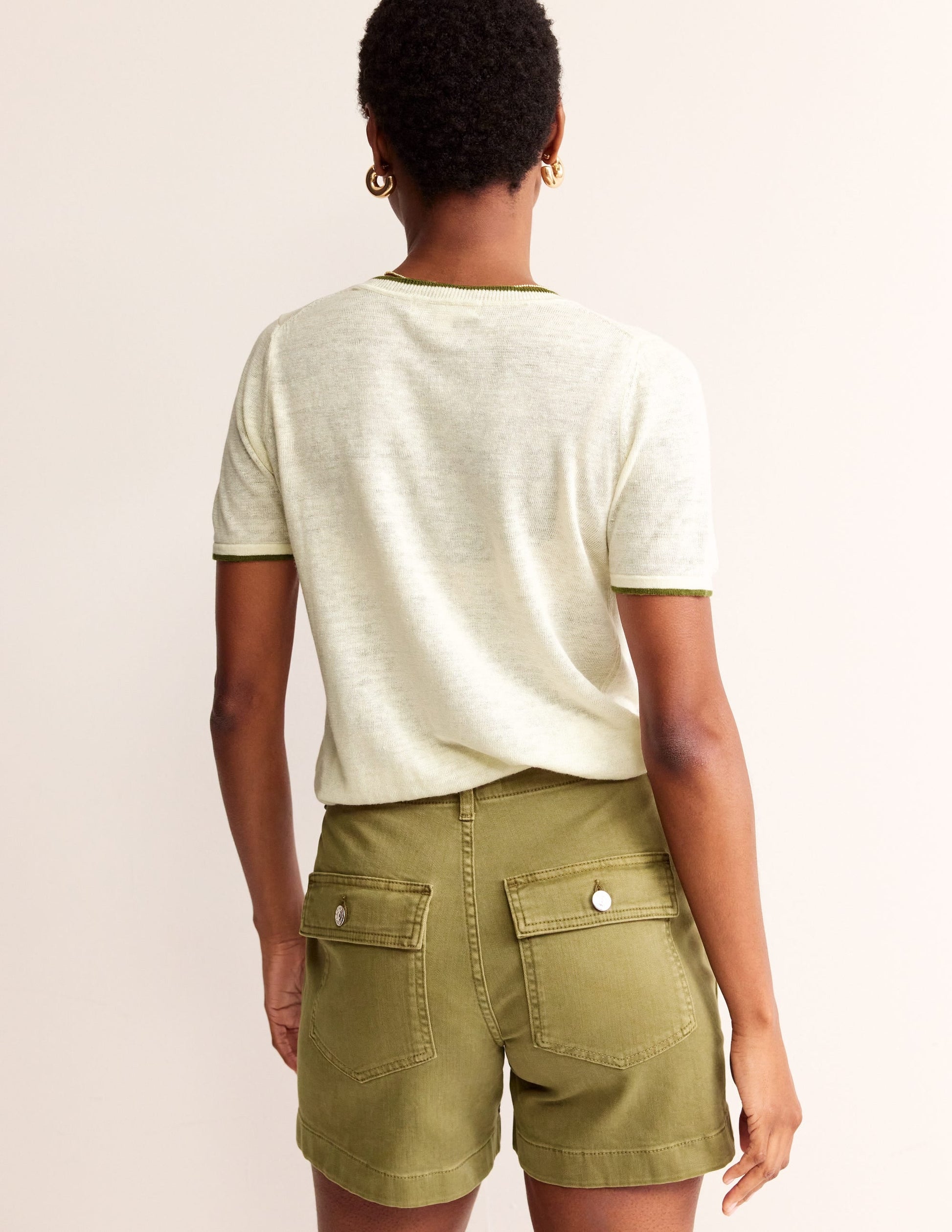 Maggie V-Neck Linen T-Shirt-Warm Ivory-3