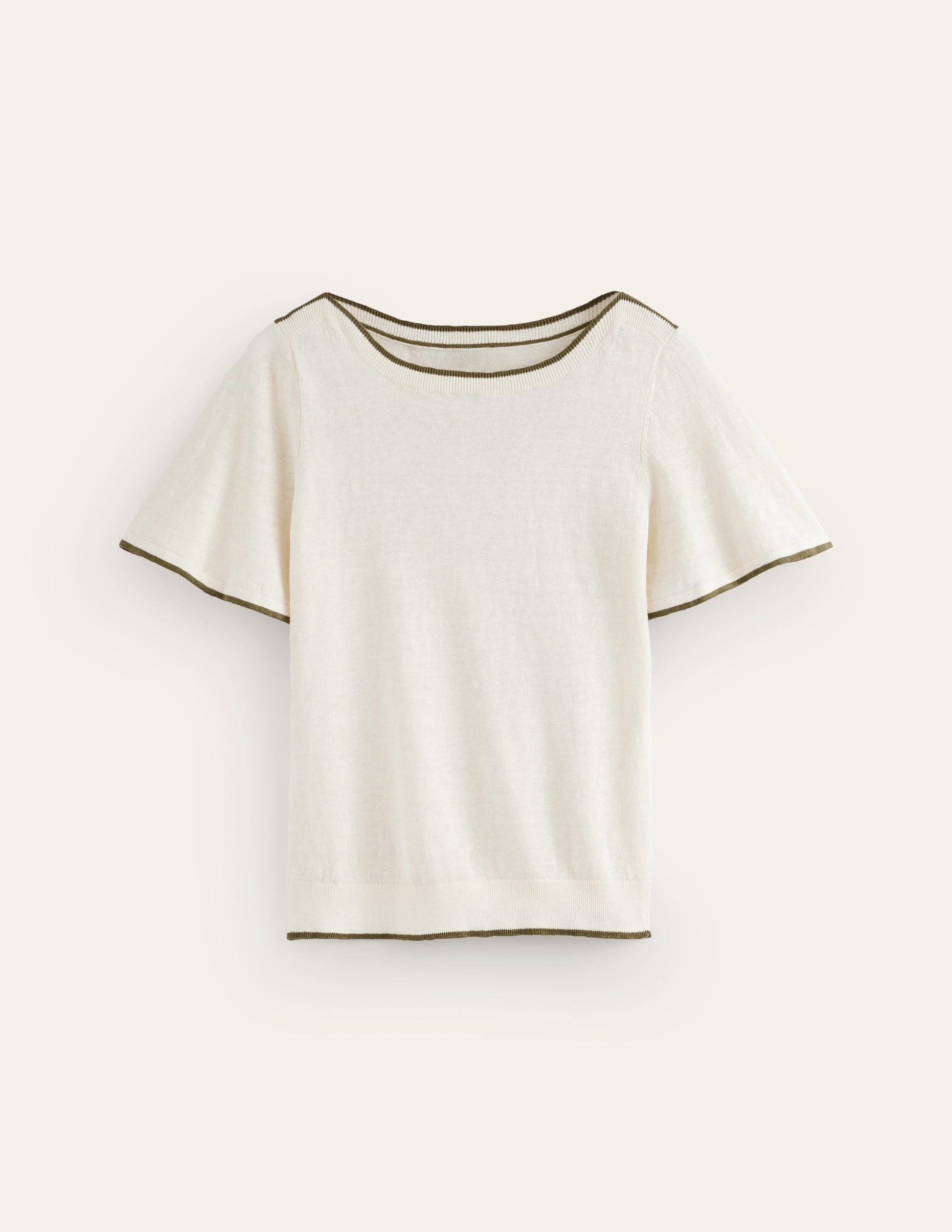 Maggie Boat Neck Linen T-Shirt-Warm Ivory-5