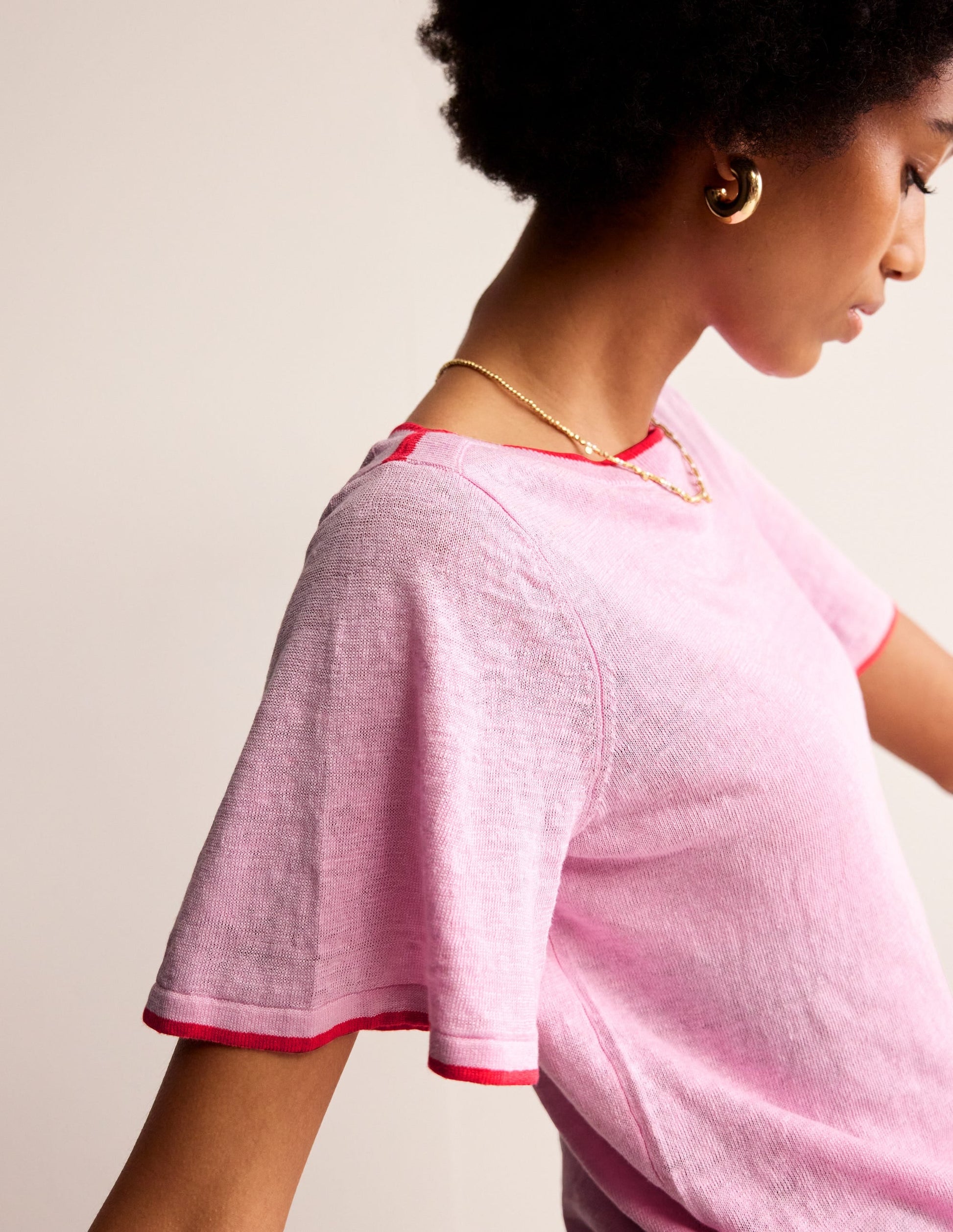 Maggie Boat Neck Linen T-Shirt-Soft Peony Pink-2