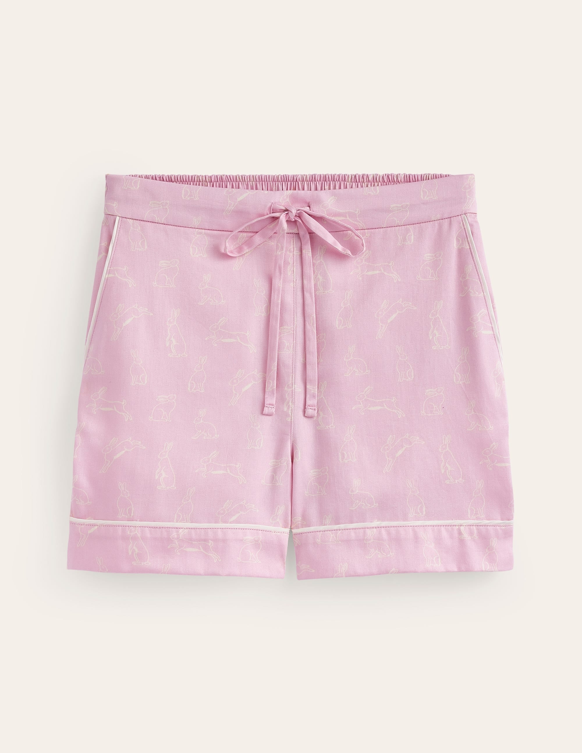 Cotton Sateen Pyjama Shorts-Pink, Bunny Hop - Image 5