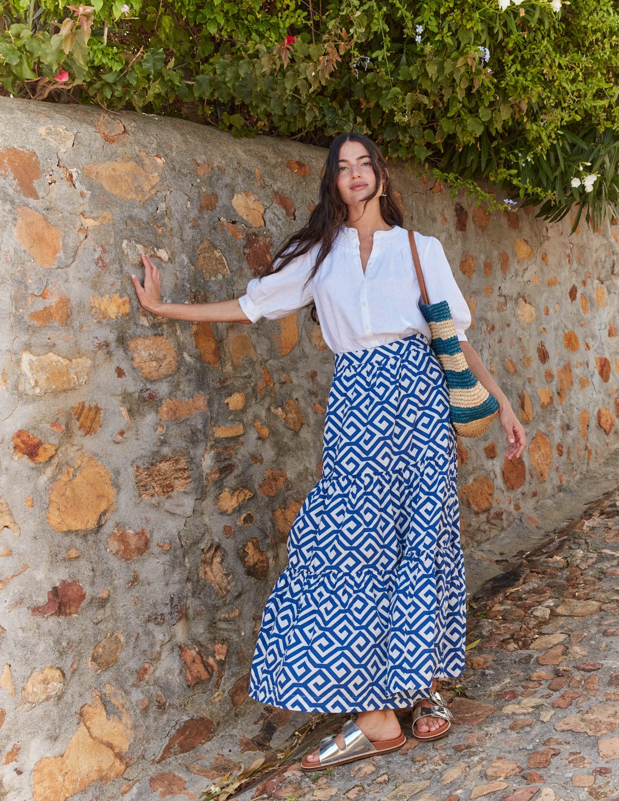 Lorna Tiered Maxi Skirt-Surf the web, Maze - Image 5