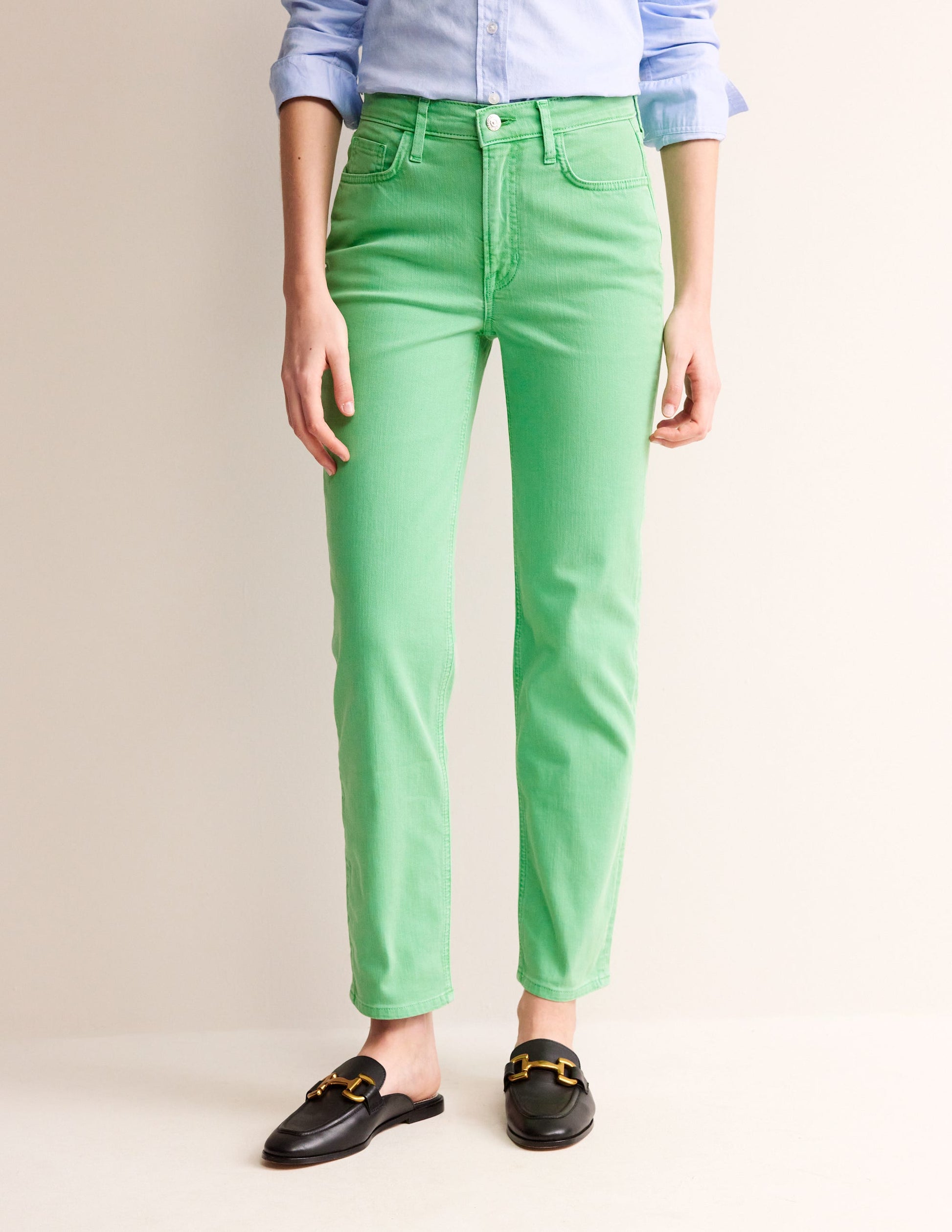 Mid Rise Slim Leg Jeans-Ming Green-4