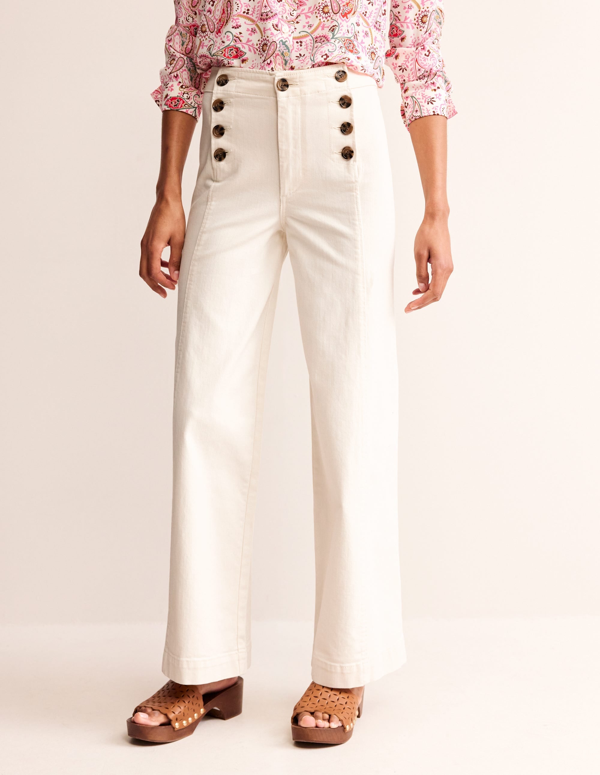 Sailor Wide Leg Trousers-Ecru - Image 4