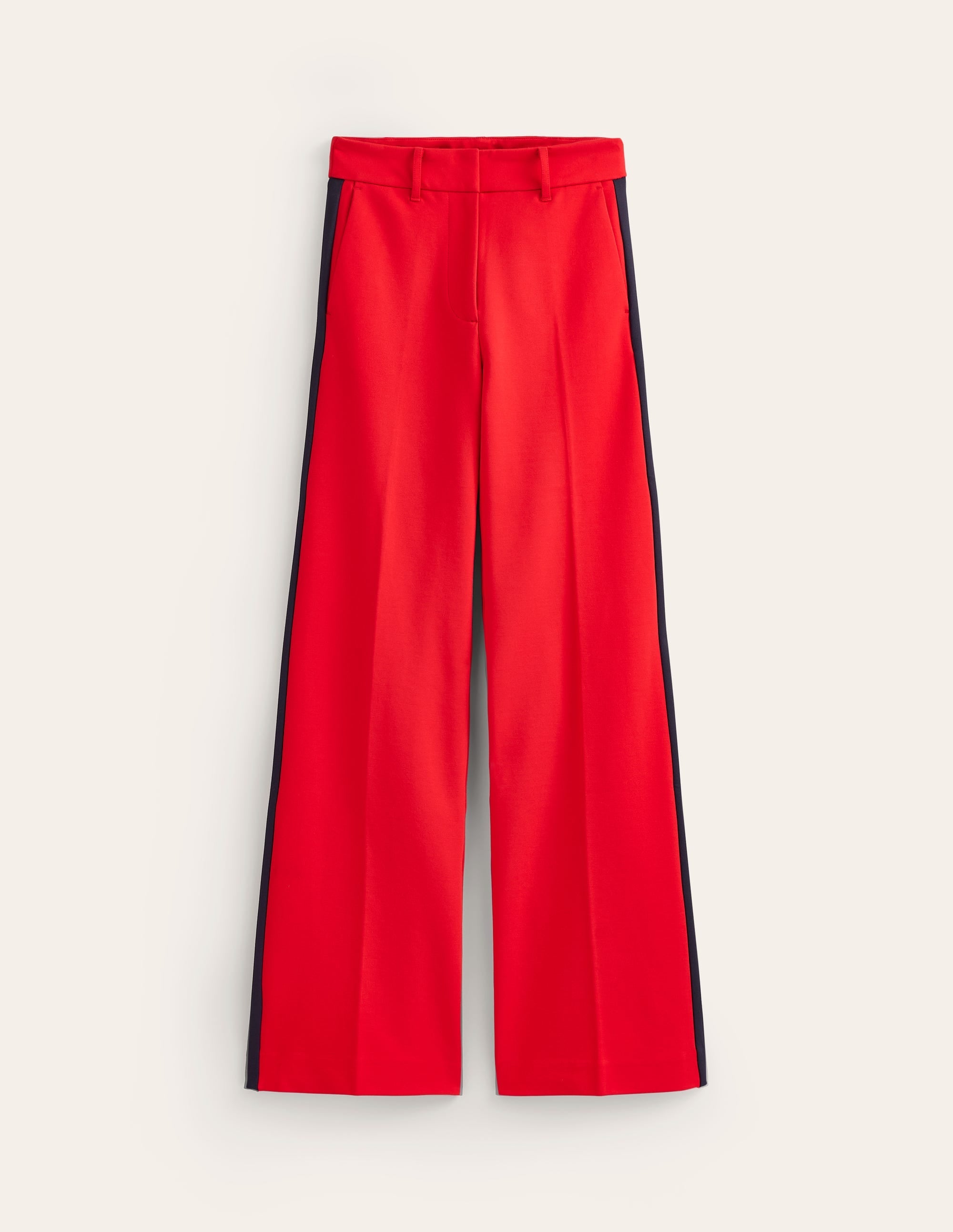 Westbourne Ponte Trousers-Red with Navy Side Stripe - Image 6