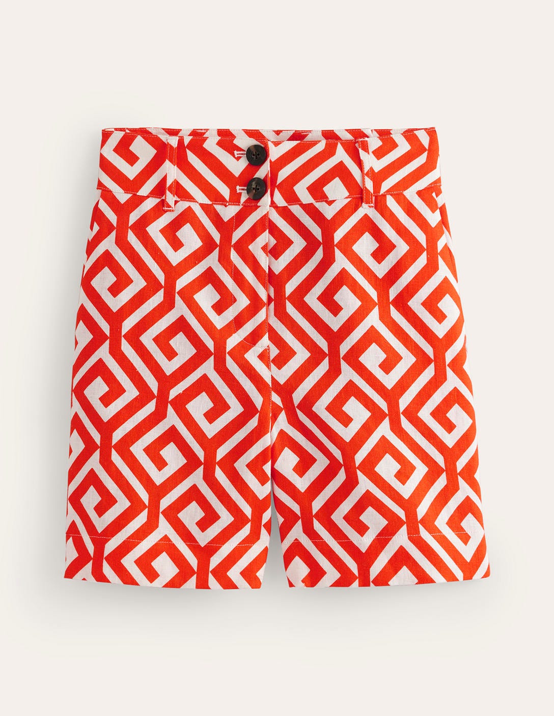 Westbourne Linen Shorts-Flame Scarlet, Maze-6