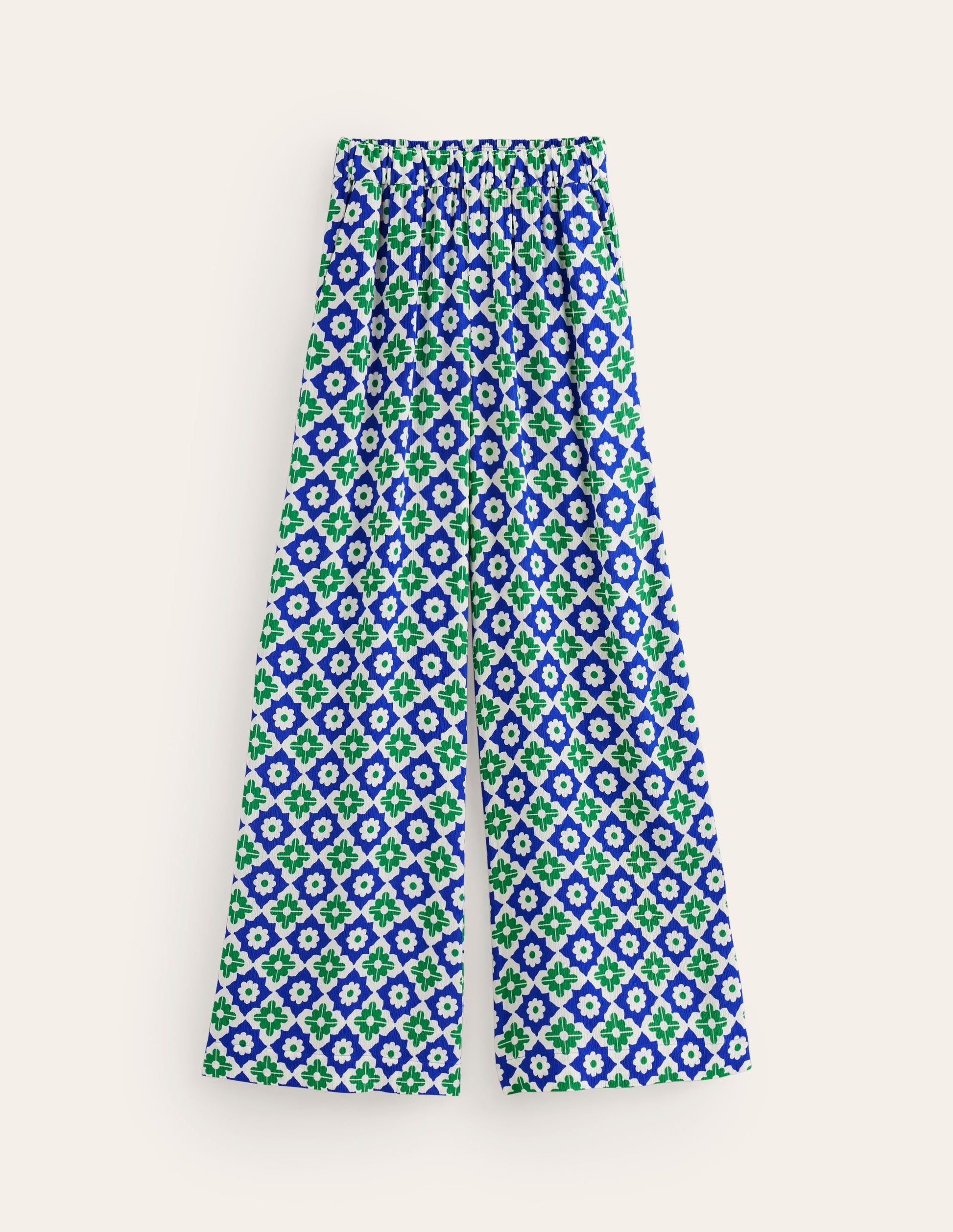 Crinkle Wide Trousers-Green Tambourine, Geometric-6