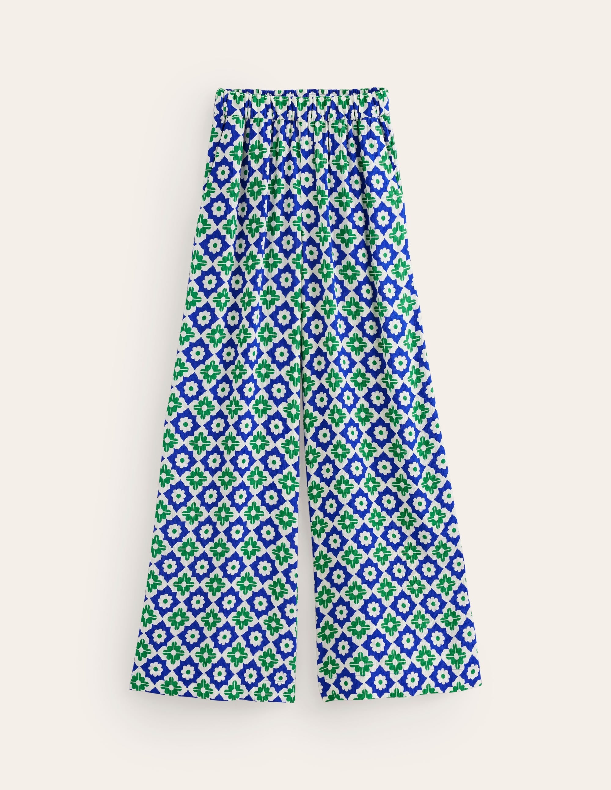 Crinkle Wide Trousers-Green Tambourine, Geometric - Image 6