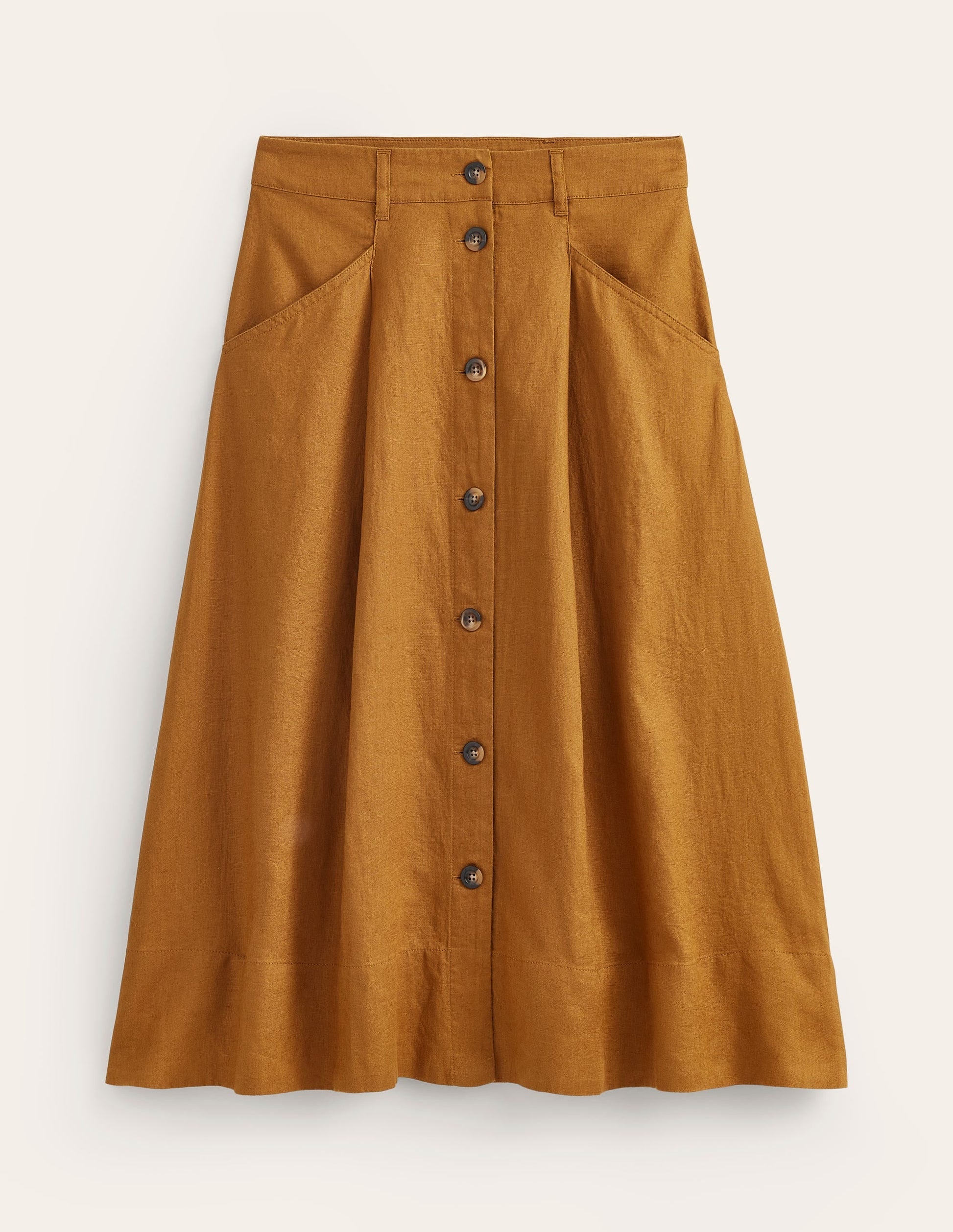 Petra Linen Midi Skirt-Bronze Brown-5