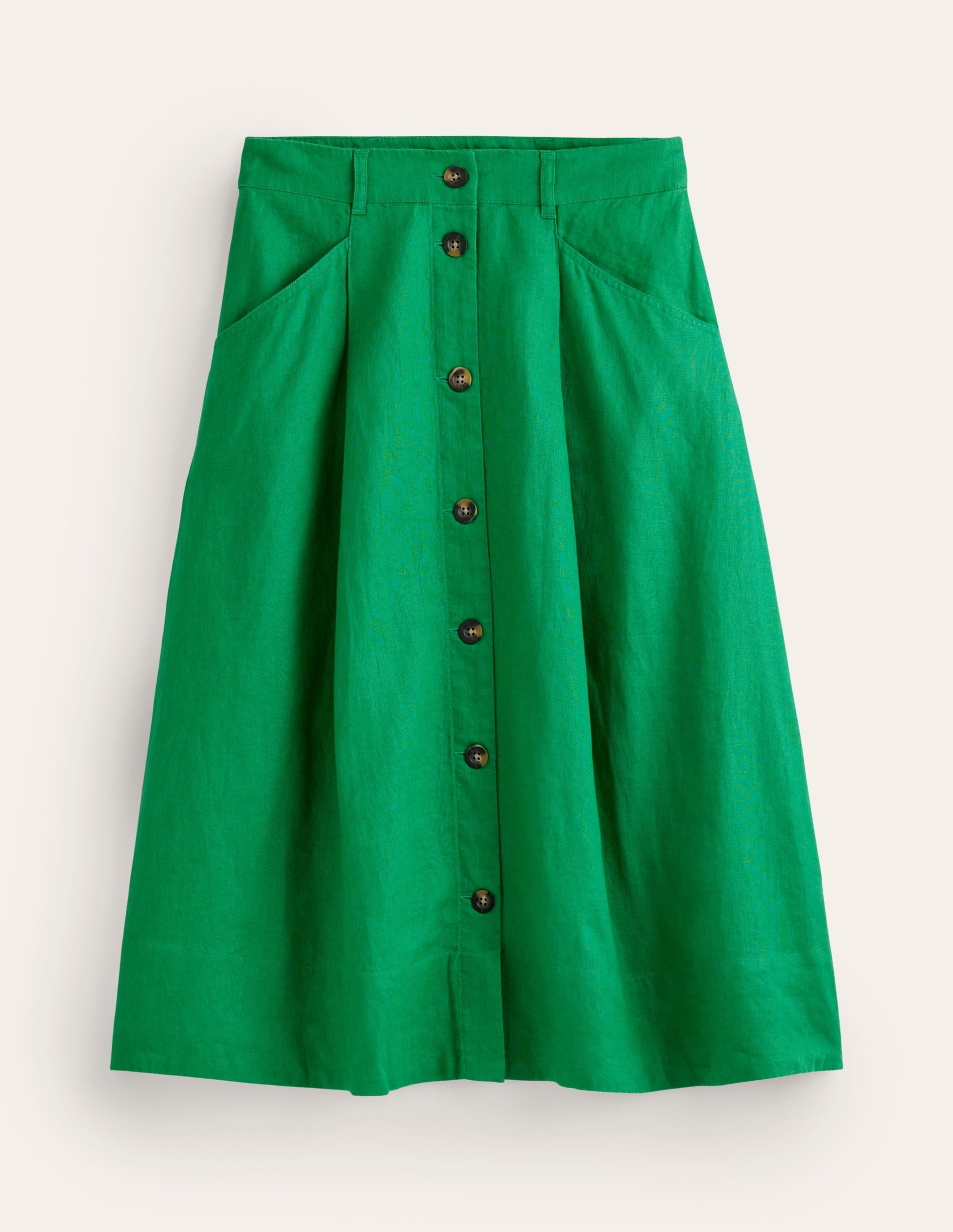 Petra Linen Midi Skirt-Green Tambourine-5
