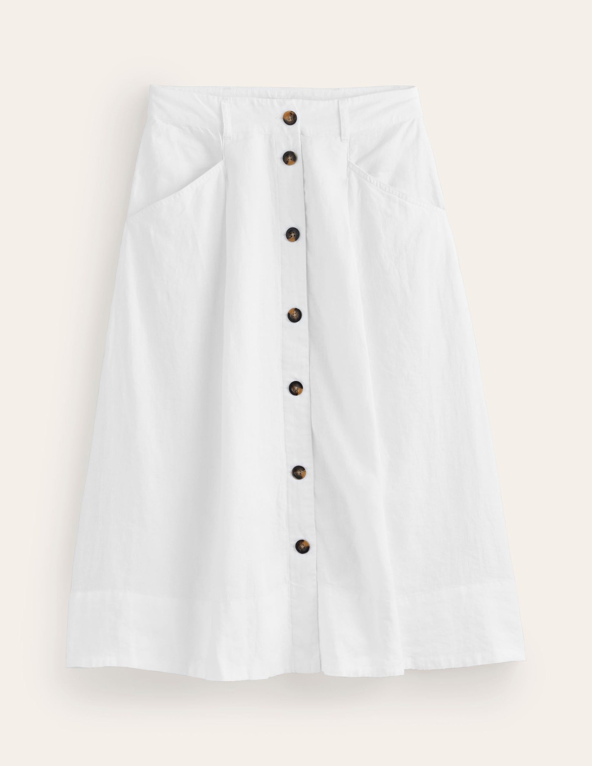 Petra Linen Midi Skirt-White-5