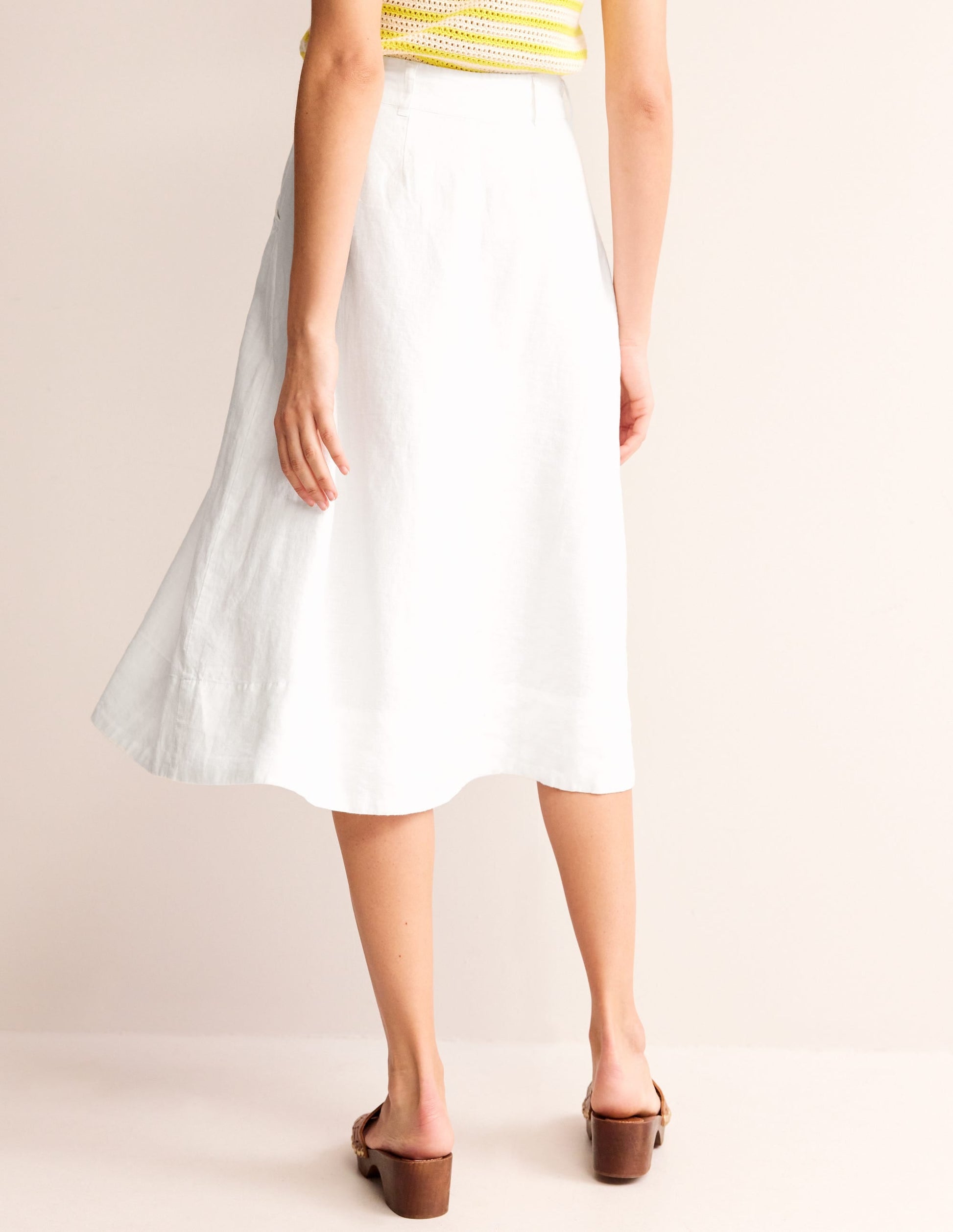 Petra Linen Midi Skirt-White-3