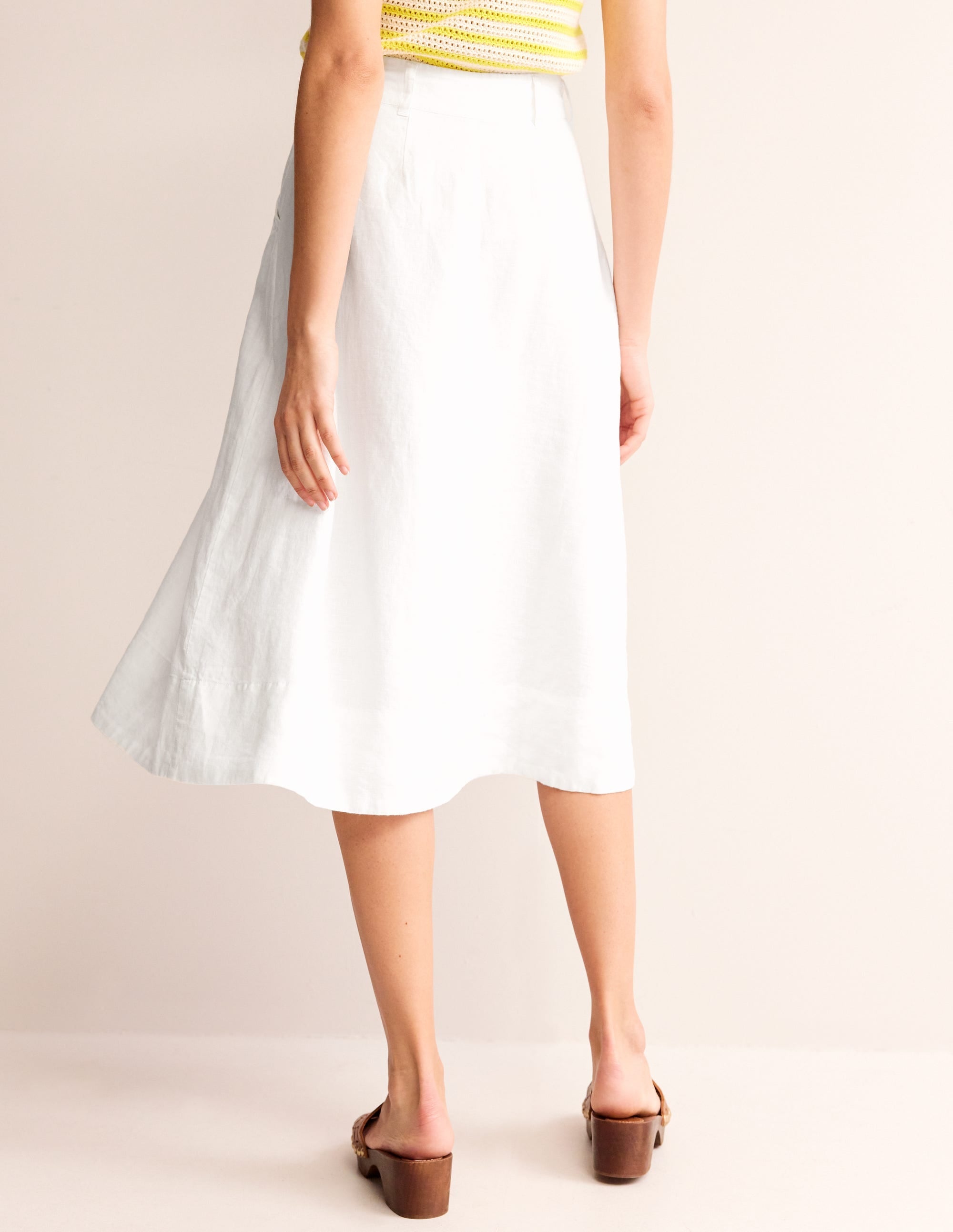 Petra Linen Midi Skirt-White - Image 3