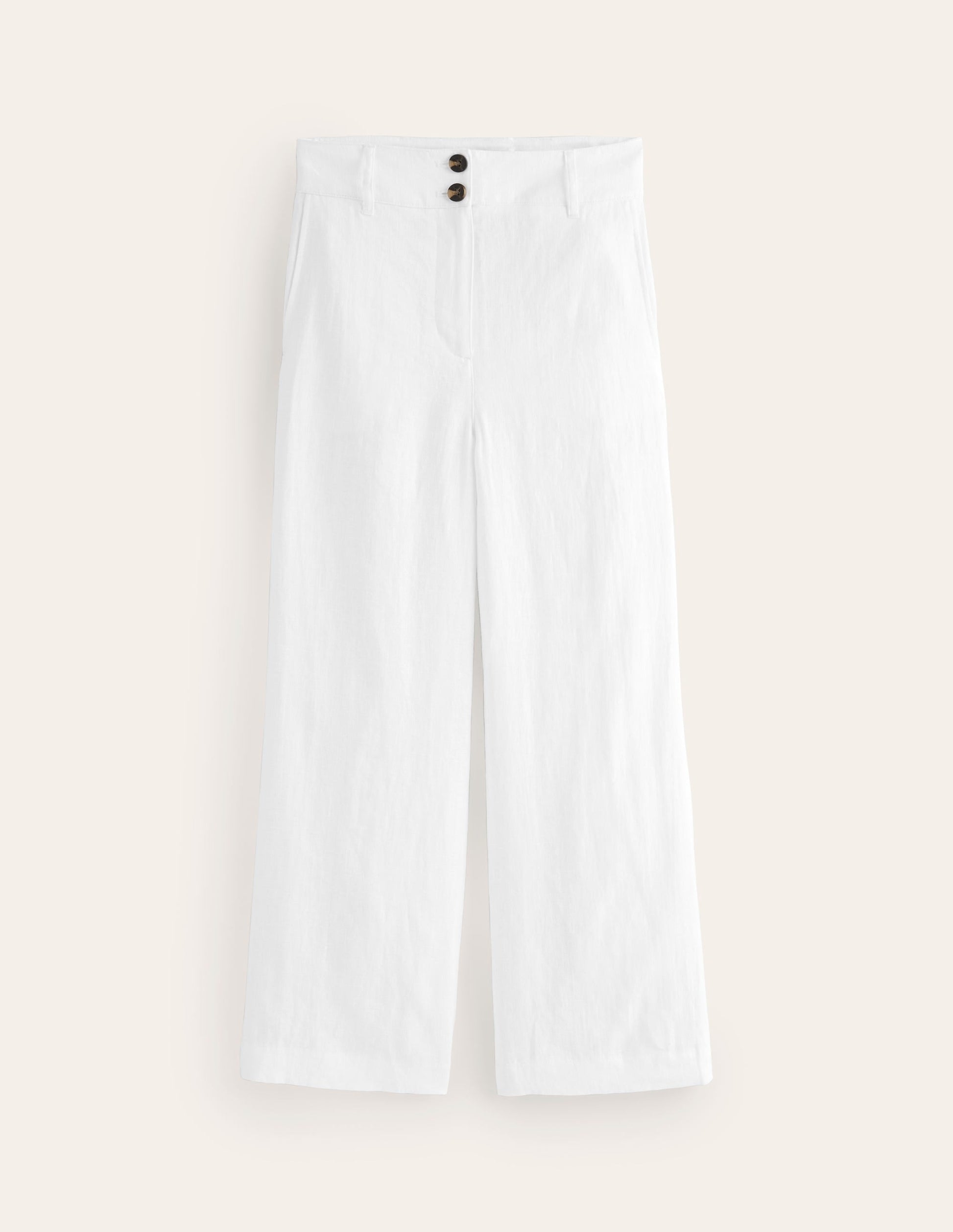 Westbourne Linen Crop Trousers-White-5