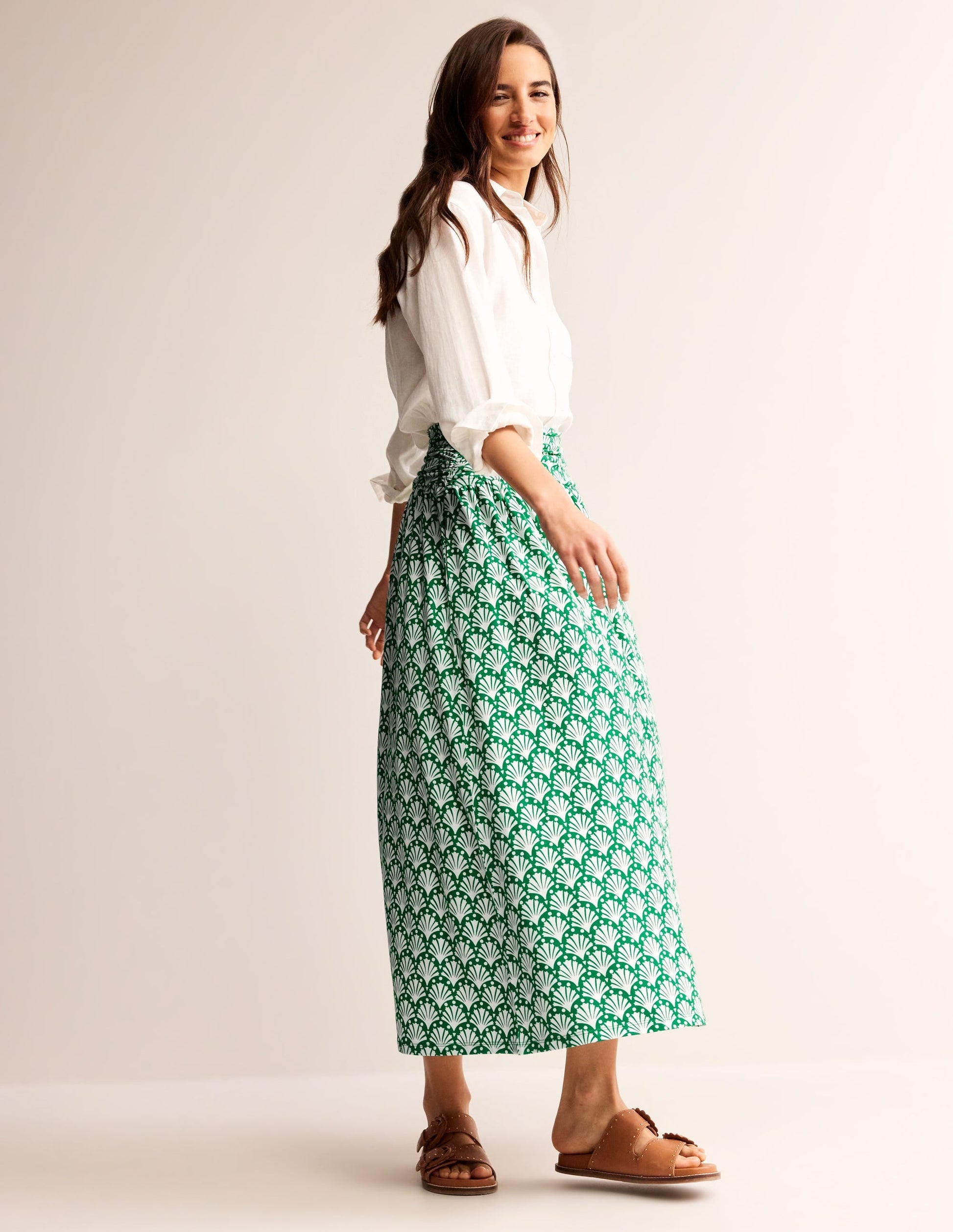Rosaline Jersey Skirt-Green Tambourine, Shells-1