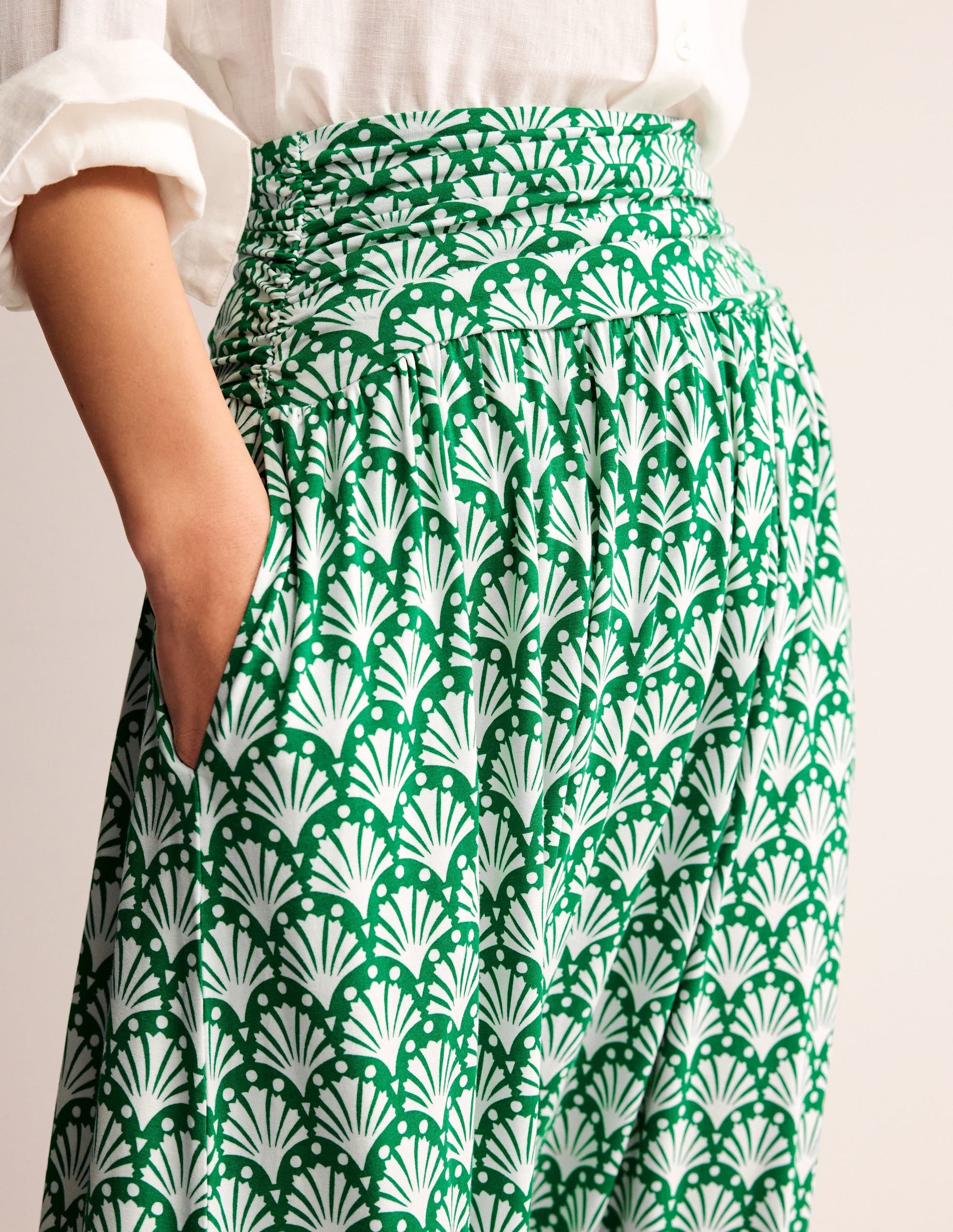 Rosaline Jersey Skirt-Green Tambourine, Shells-2