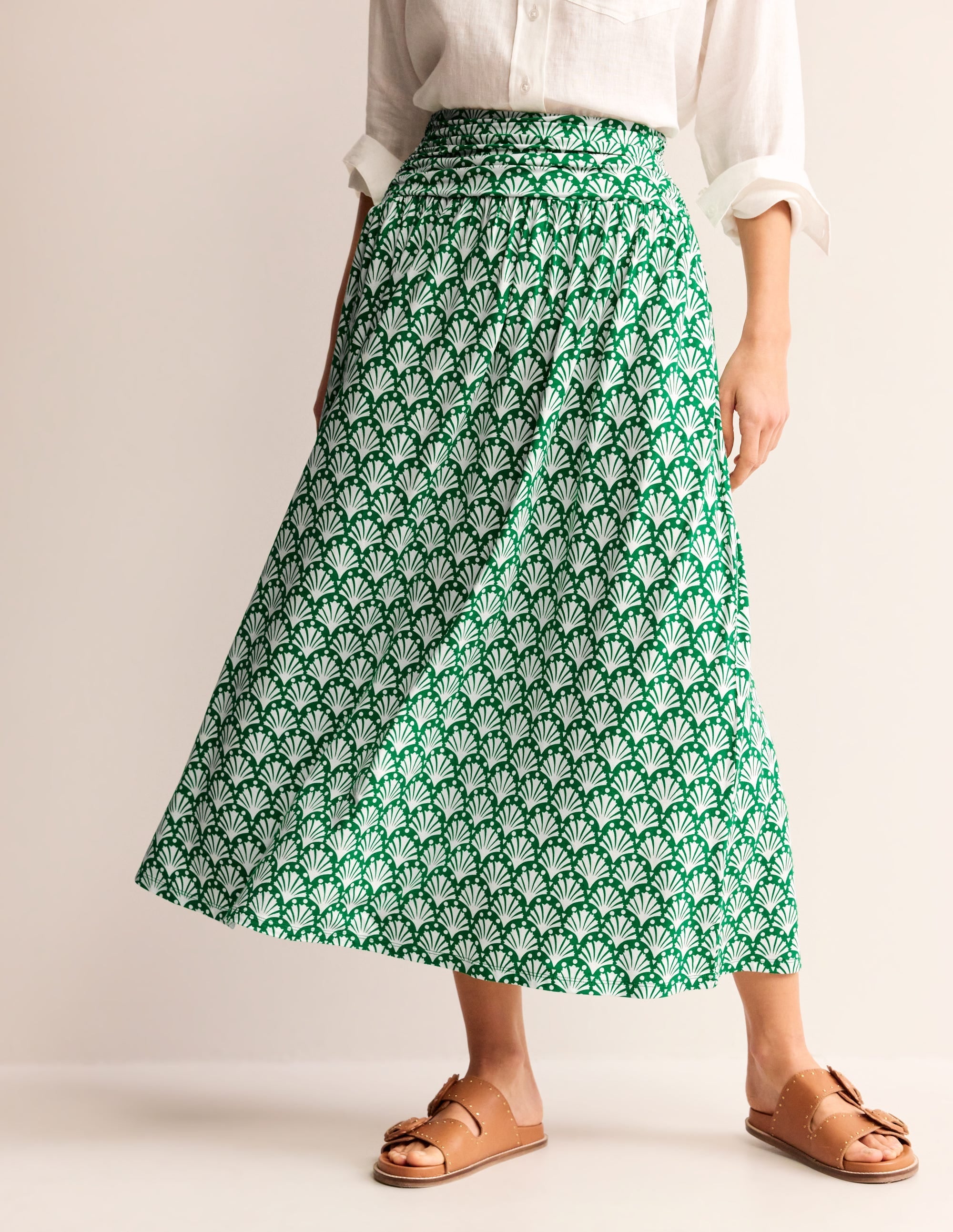 Rosaline Jersey Skirt-Green Tambourine, Shells - Image 4