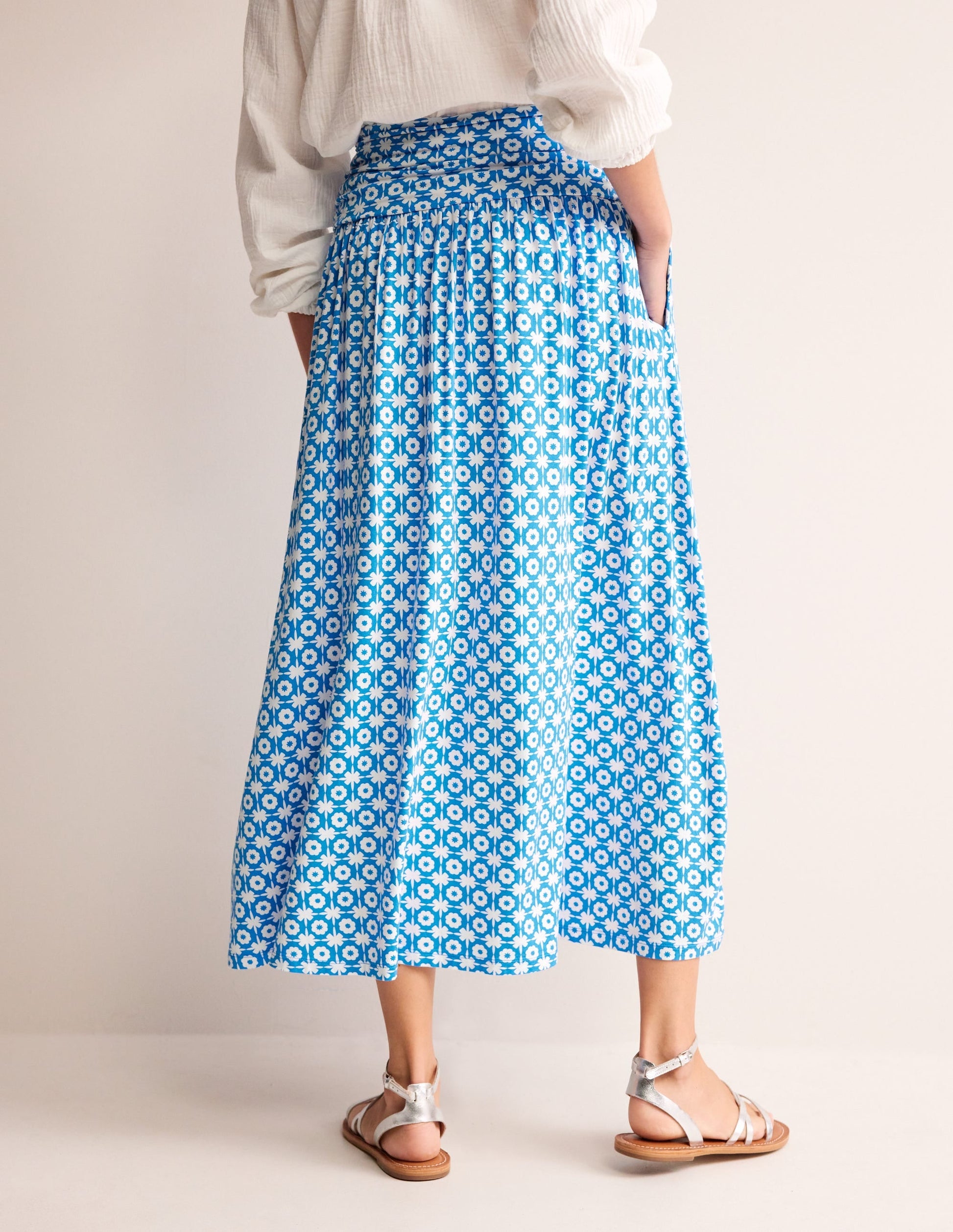 Rosaline Jersey Skirt-Brilliant Blue, Blossom Tile-3